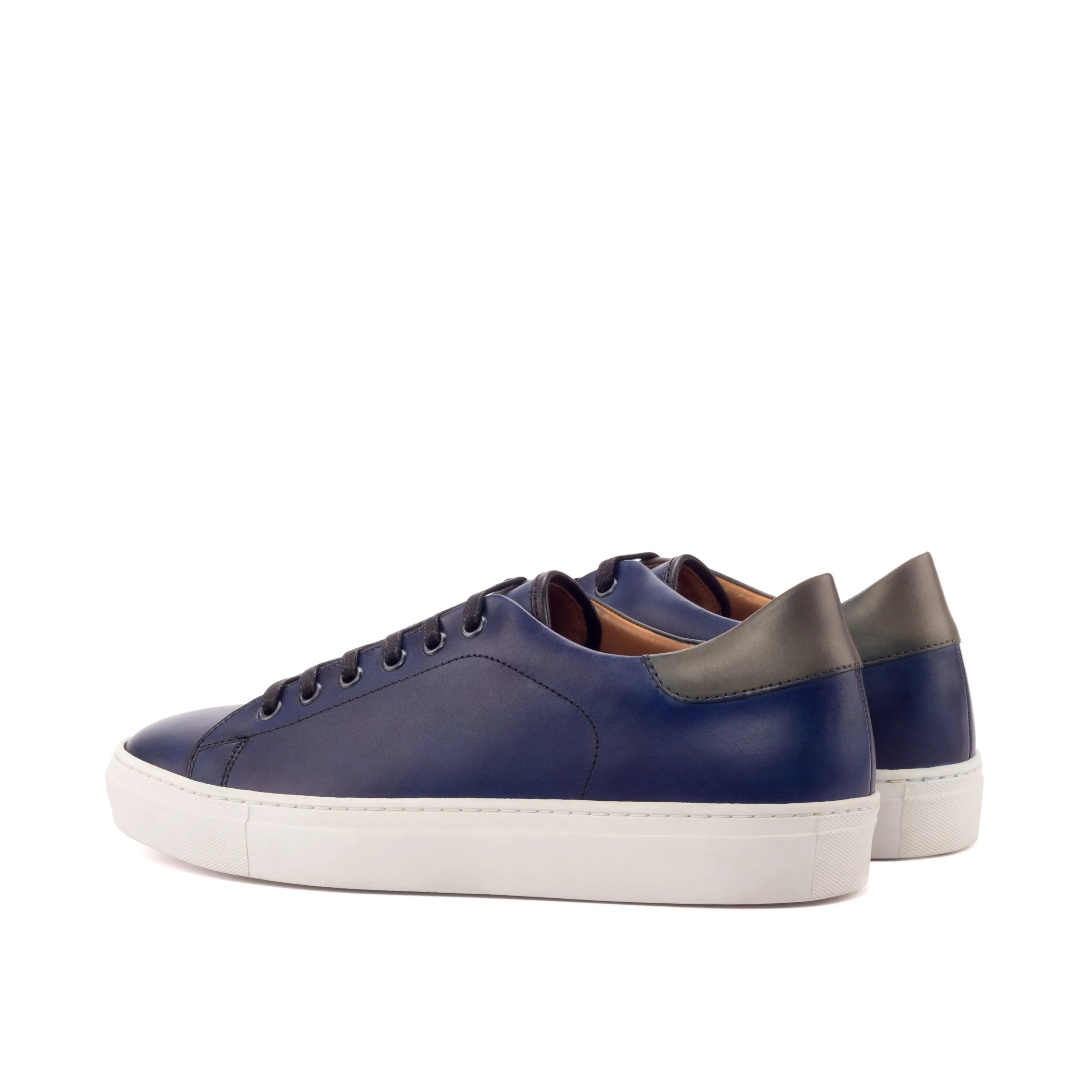 Blue leather Zeloo Trainer Sneakers II with white soles and painted calf finish