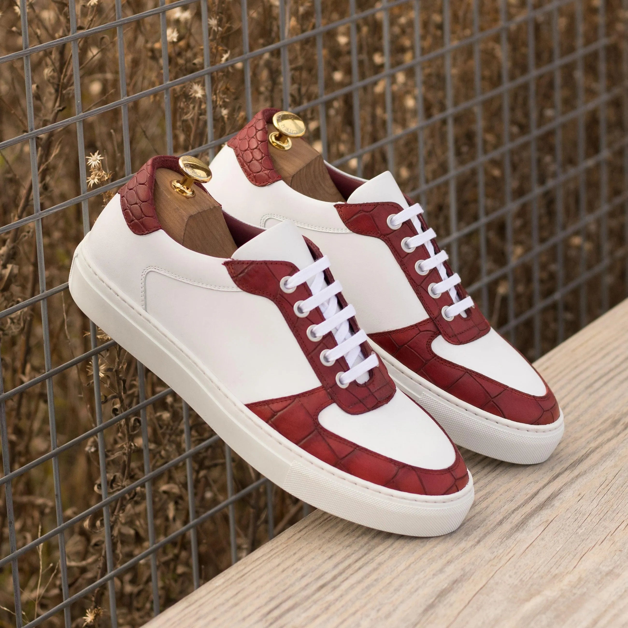 Two-tone leather Zino Low Top Sneaker, stylish chunky trainer sneaker for casual wear