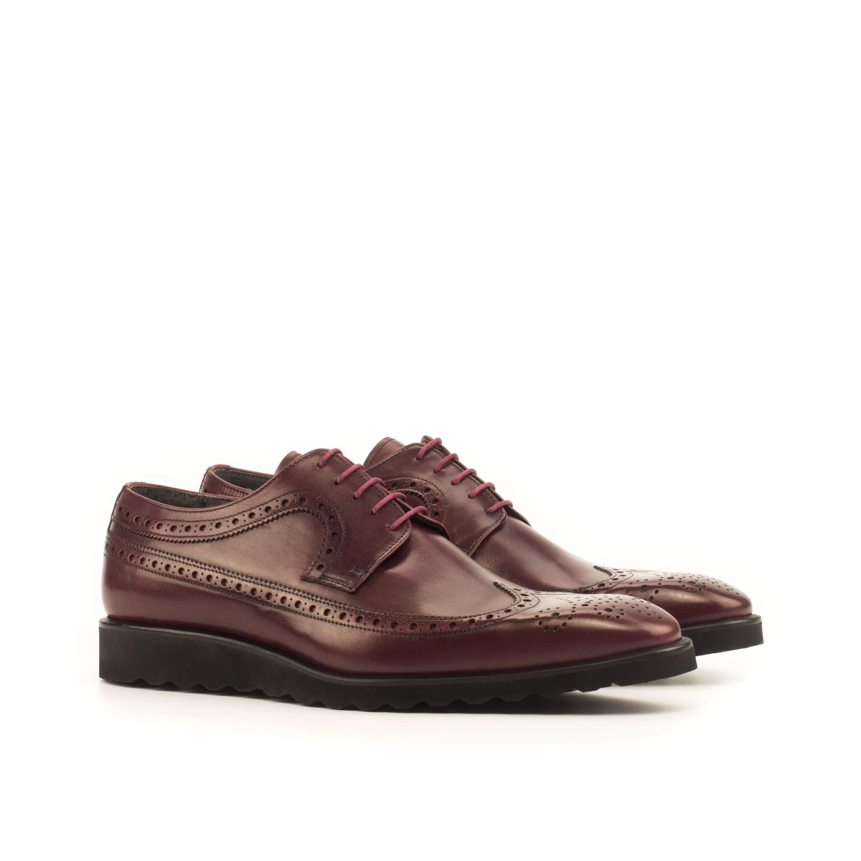 Burgundy leather wingtip dress shoes from Zonta Longwing Blucher II collection