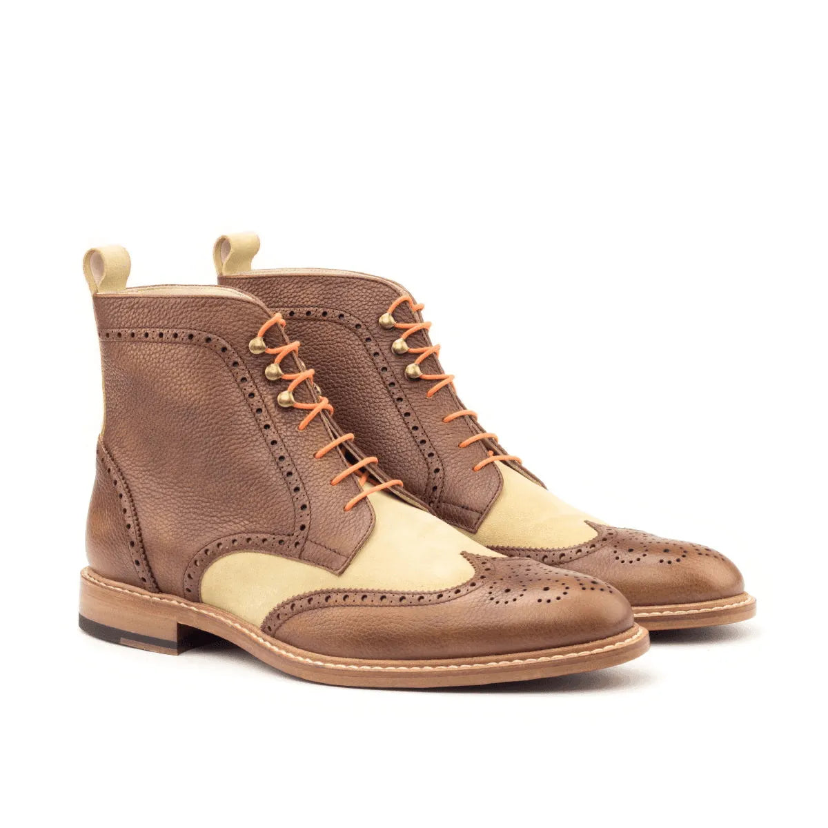 Two-tone leather wingtip boots from Zoticus Military Brogue Boots II collection