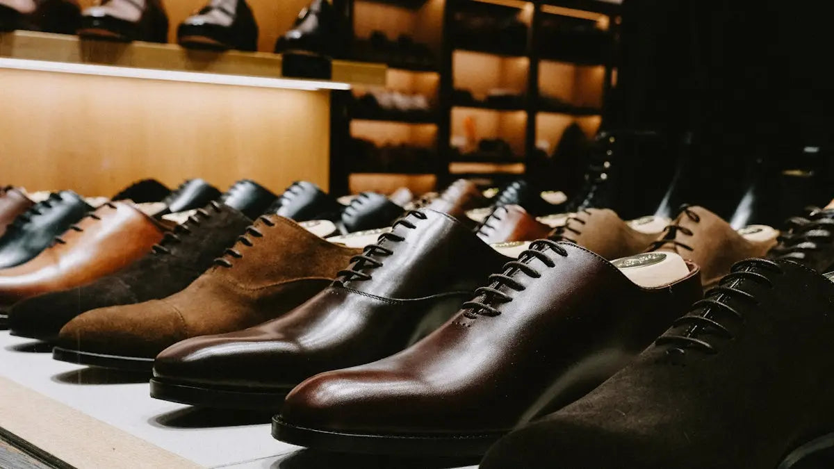 shoes on a leather chair