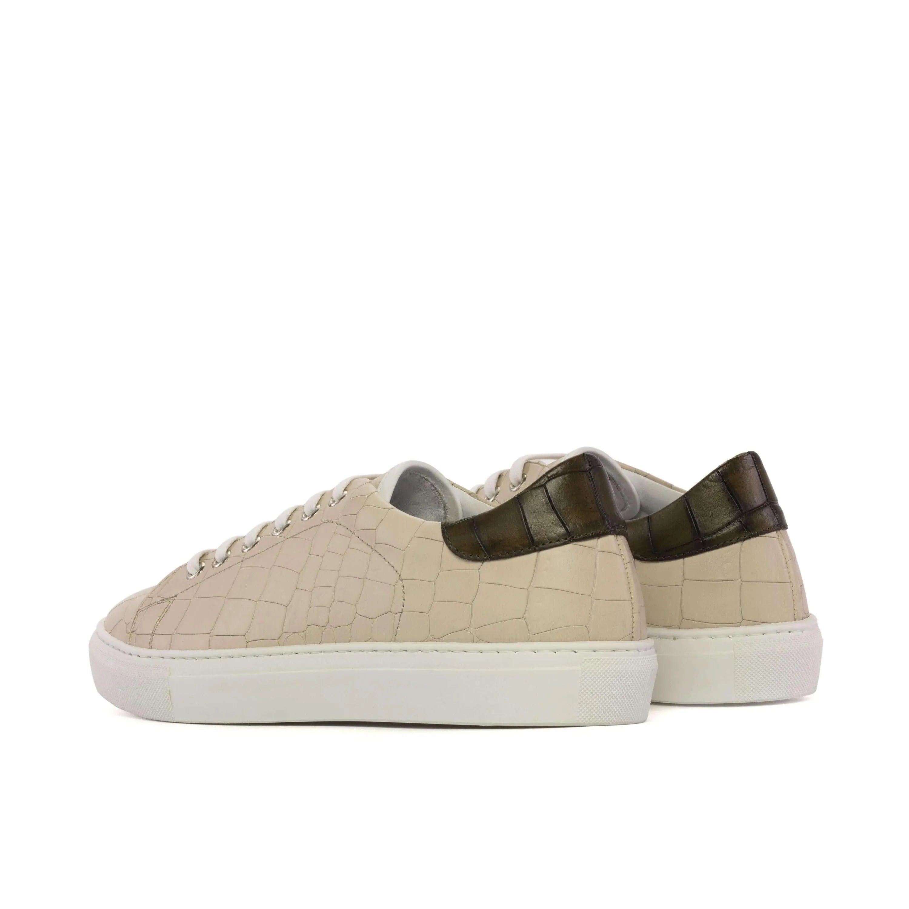 Beige crocodile-patterned 1720 Trainer Sneaker featuring a stylish cupsole design