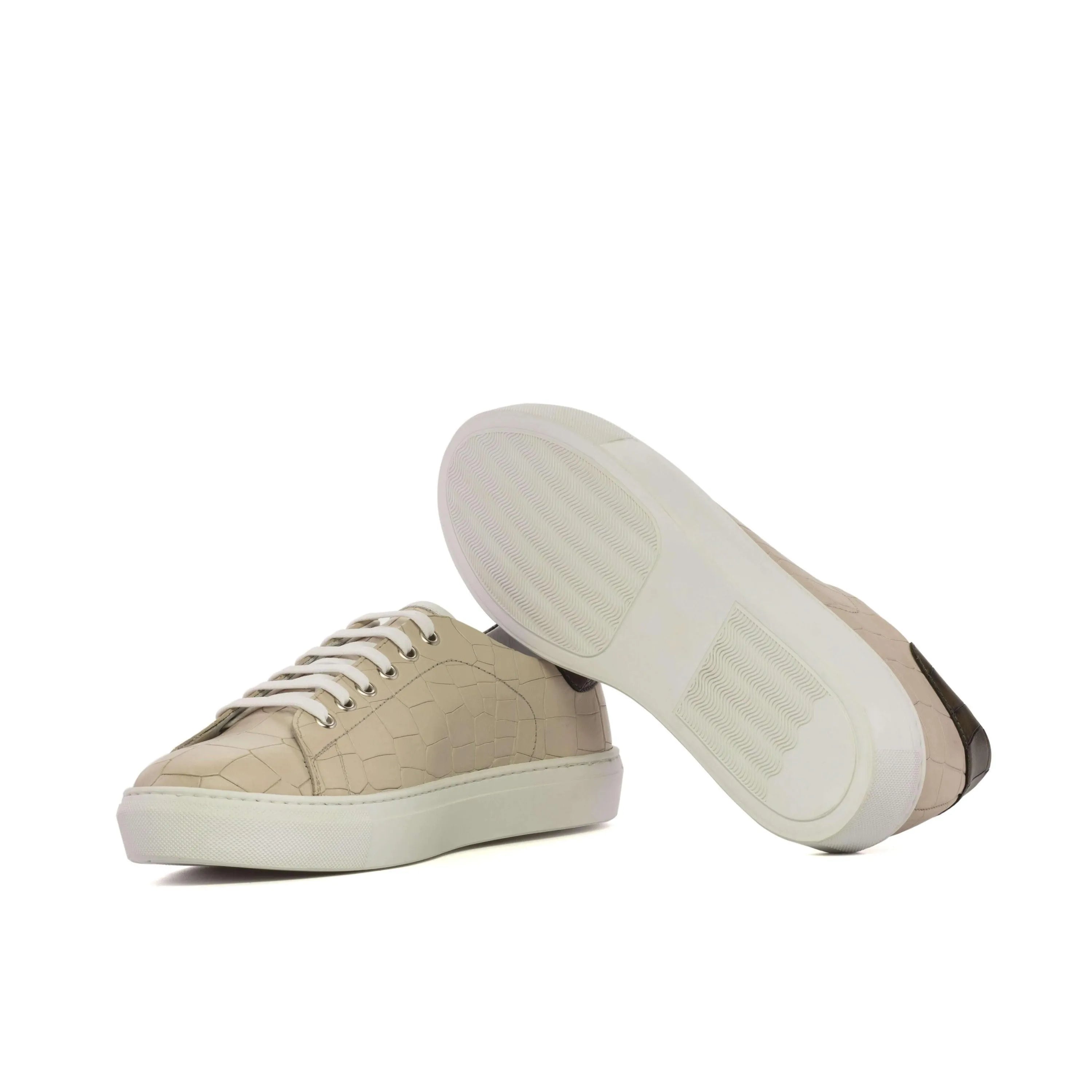 Beige leather 1720 Trainer Sneaker, featuring a stylish cupsole design