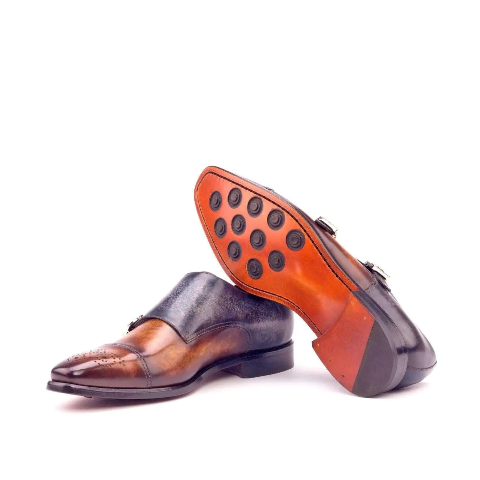 Two-toned leather Double Monk Patina shoes showcasing elegant craftsmanship