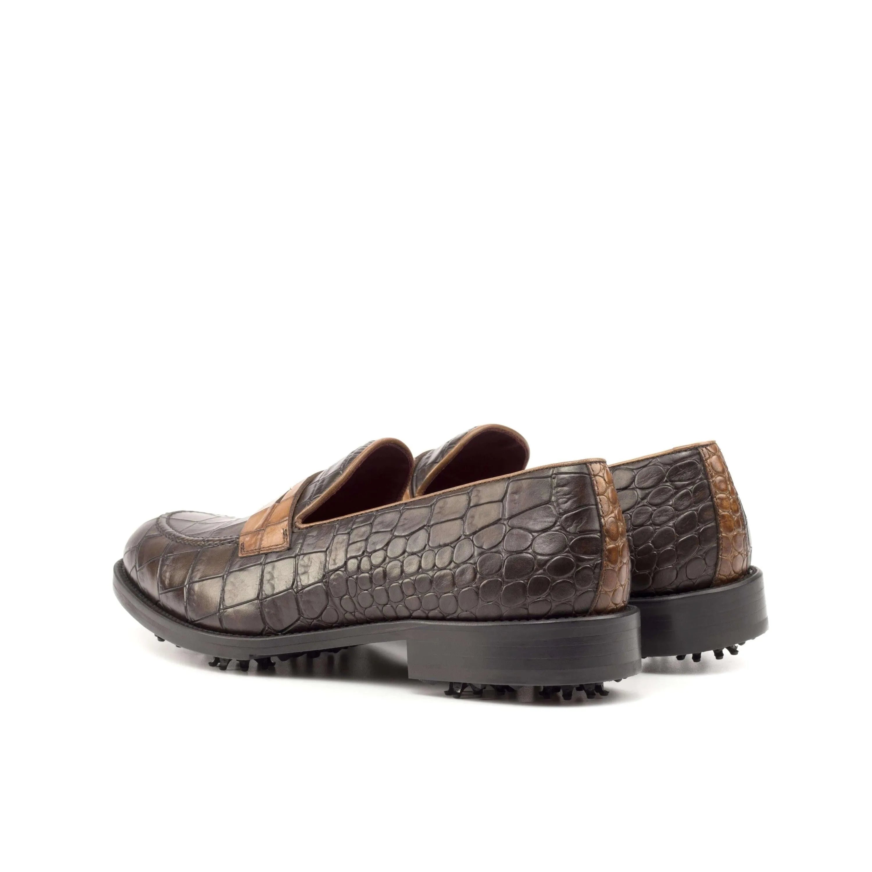 Brown painted croco leather loafers named 1918 Loafer Golf Shoes II for stylish comfort