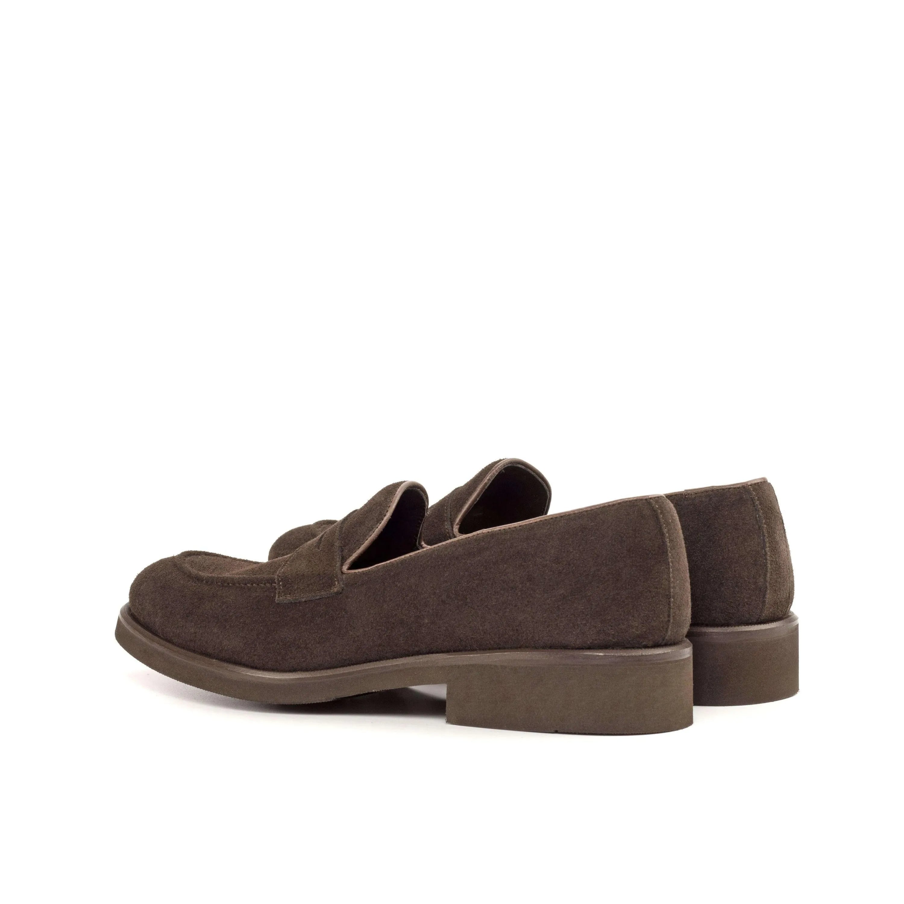 Dark brown suede loafers from the 1955 Loafers II, luxury bespoke shoes for men