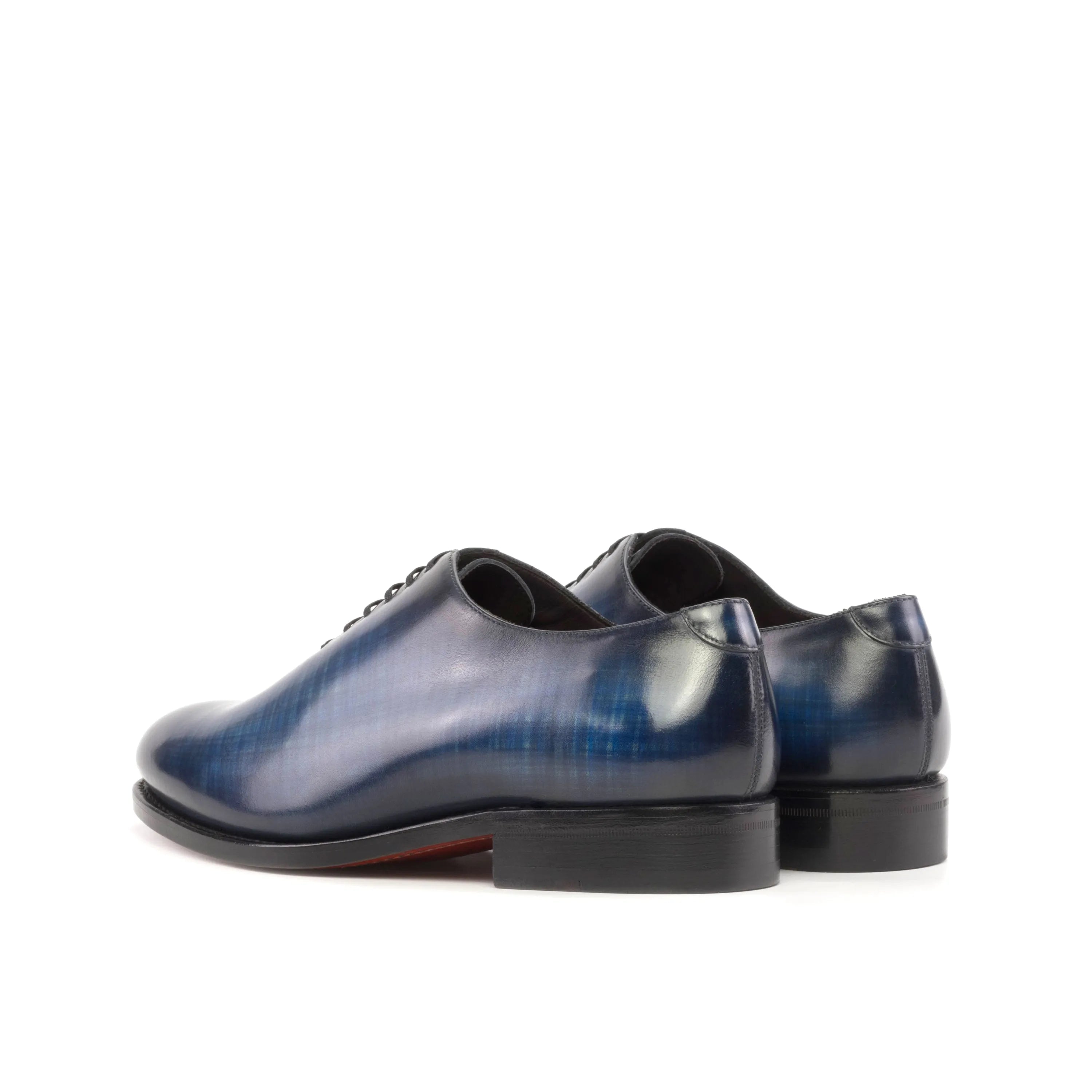 Blue leather 5912 Whole Cut Patina Shoes showcasing elegant cut patina design