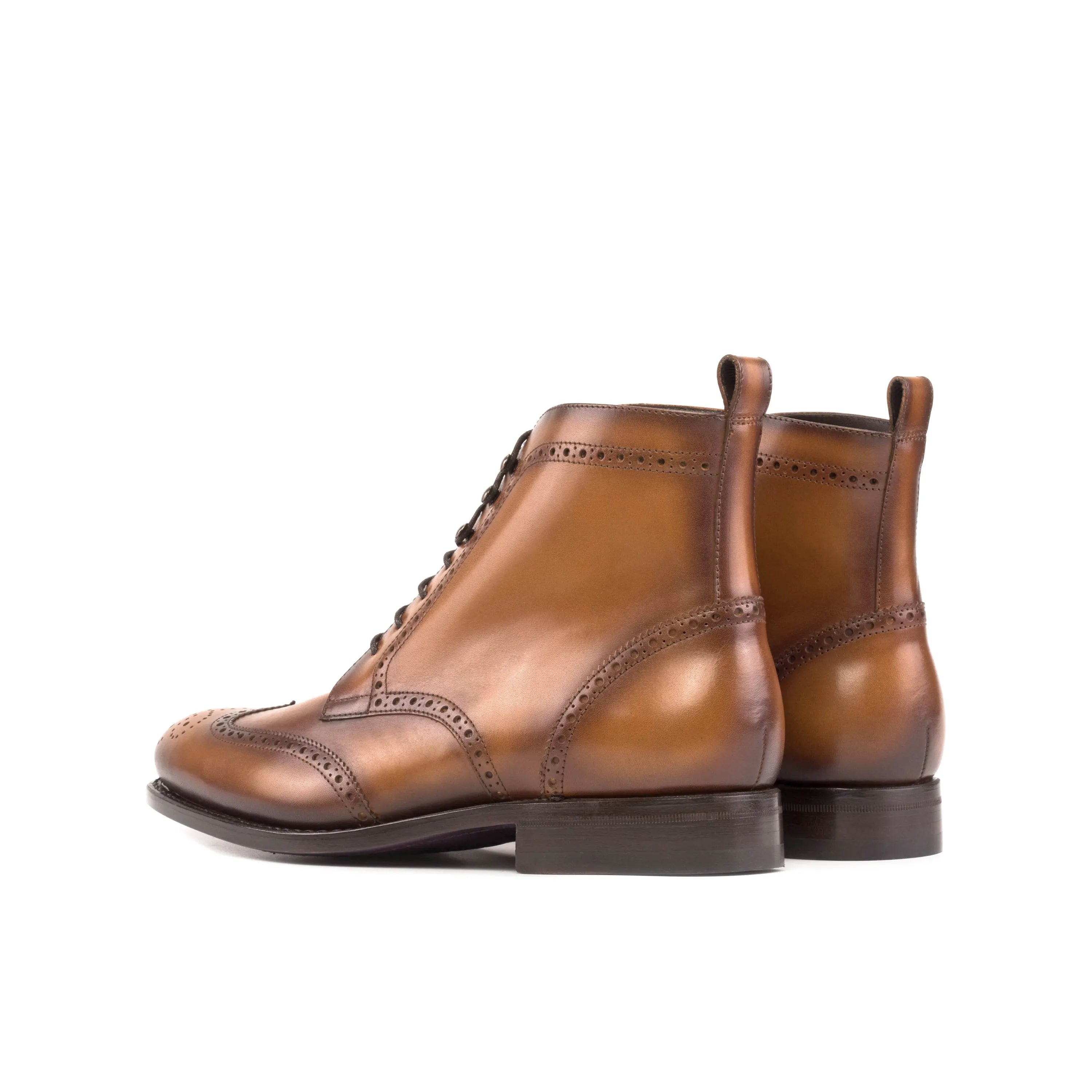 Brown leather wingtip Military Brogue Boots made from premium calf leather