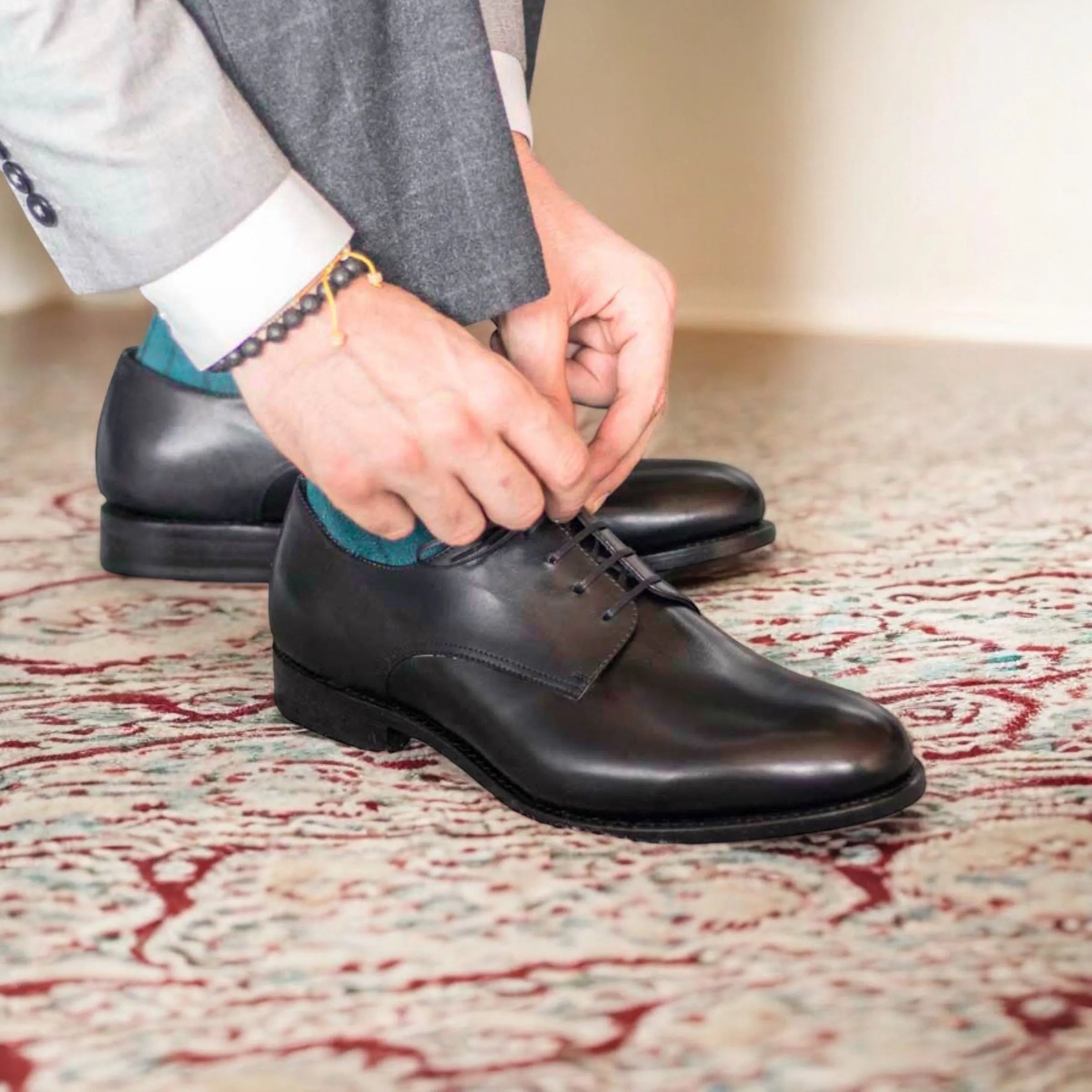 Black calf leather 5980 Derby Shoes, luxury bespoke shoes for men