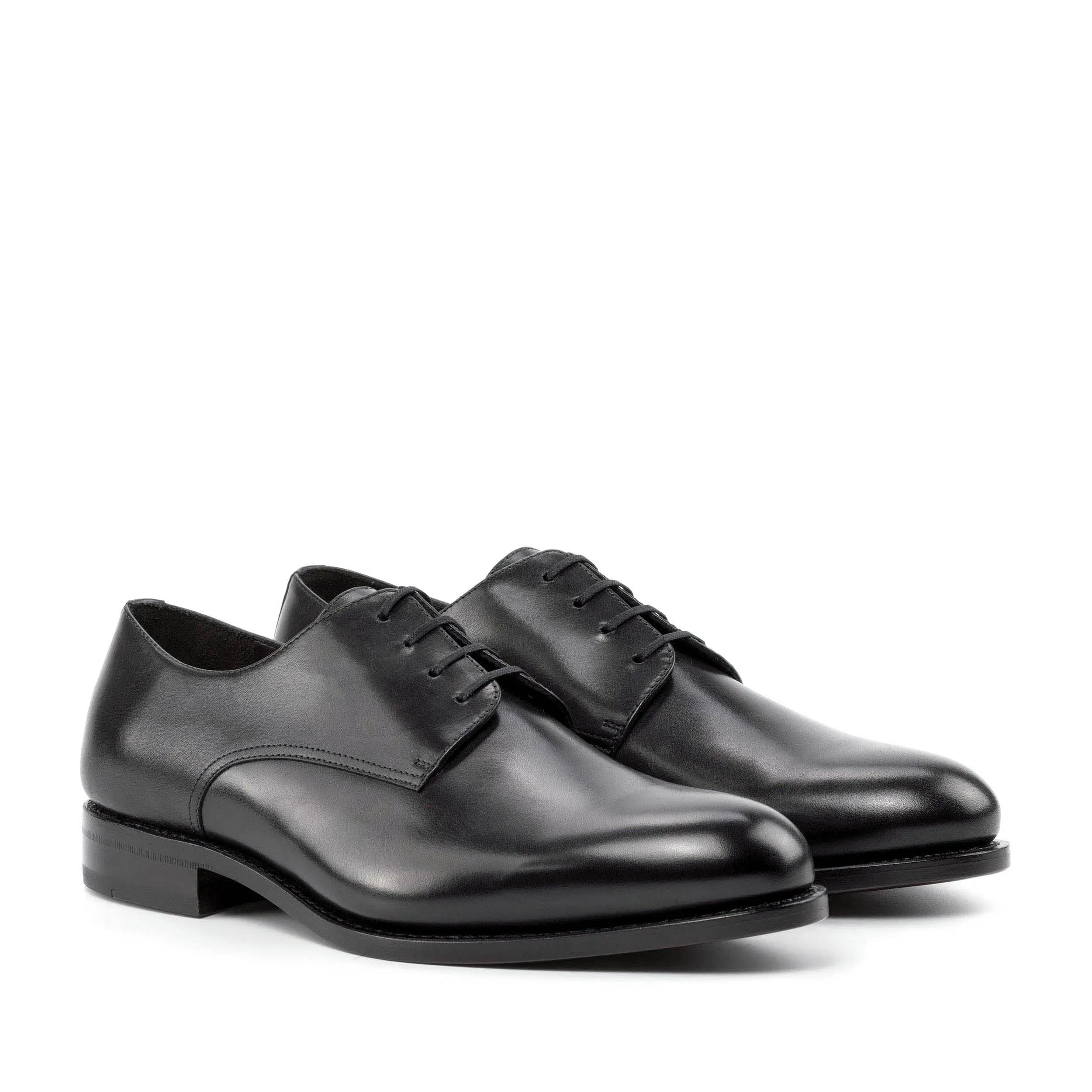 Pair of black calf leather 5980 Derby Shoes, a luxury bespoke option for men