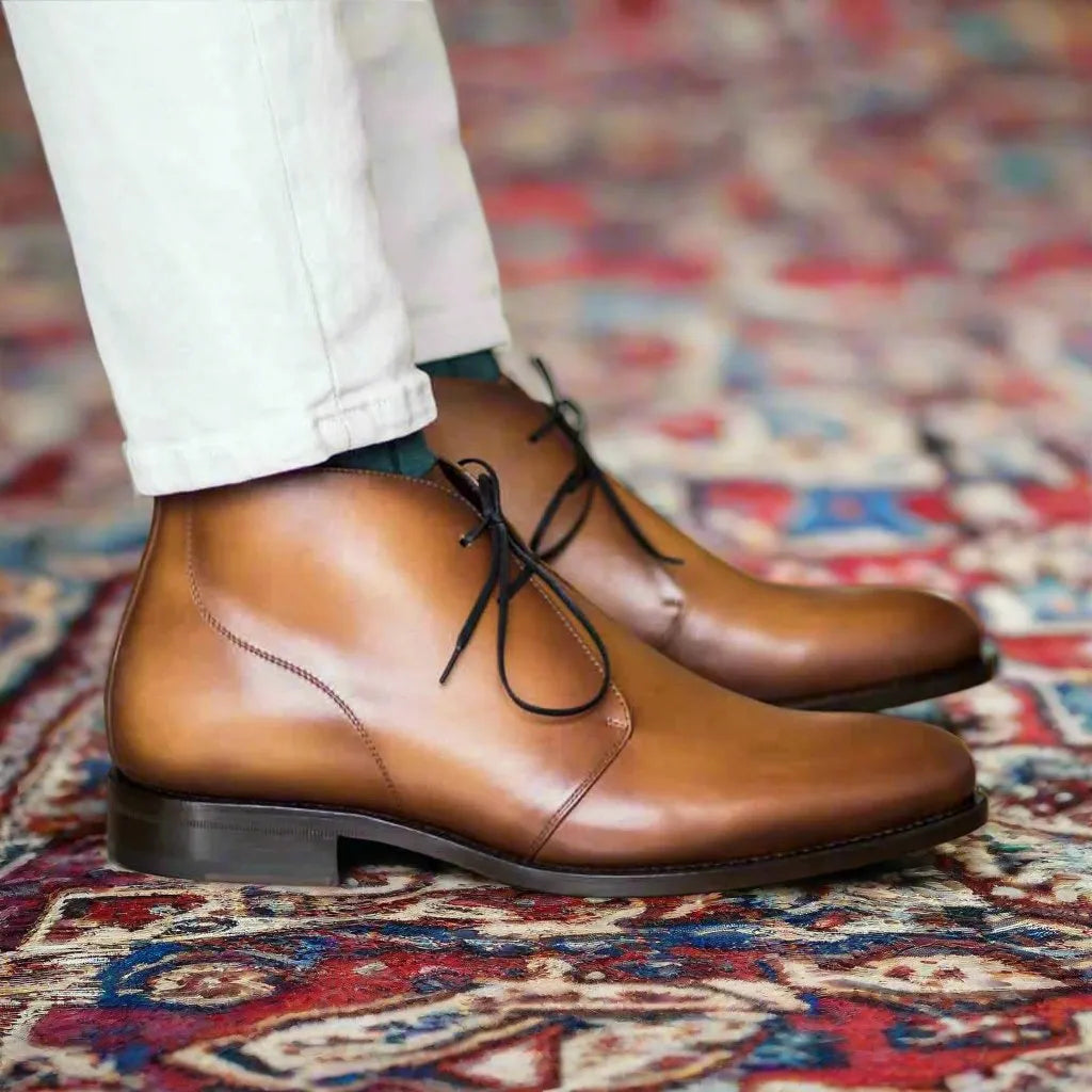 Brown leather chukka boots from the 6011 Chukka Boots collection for luxury bespoke shoes
