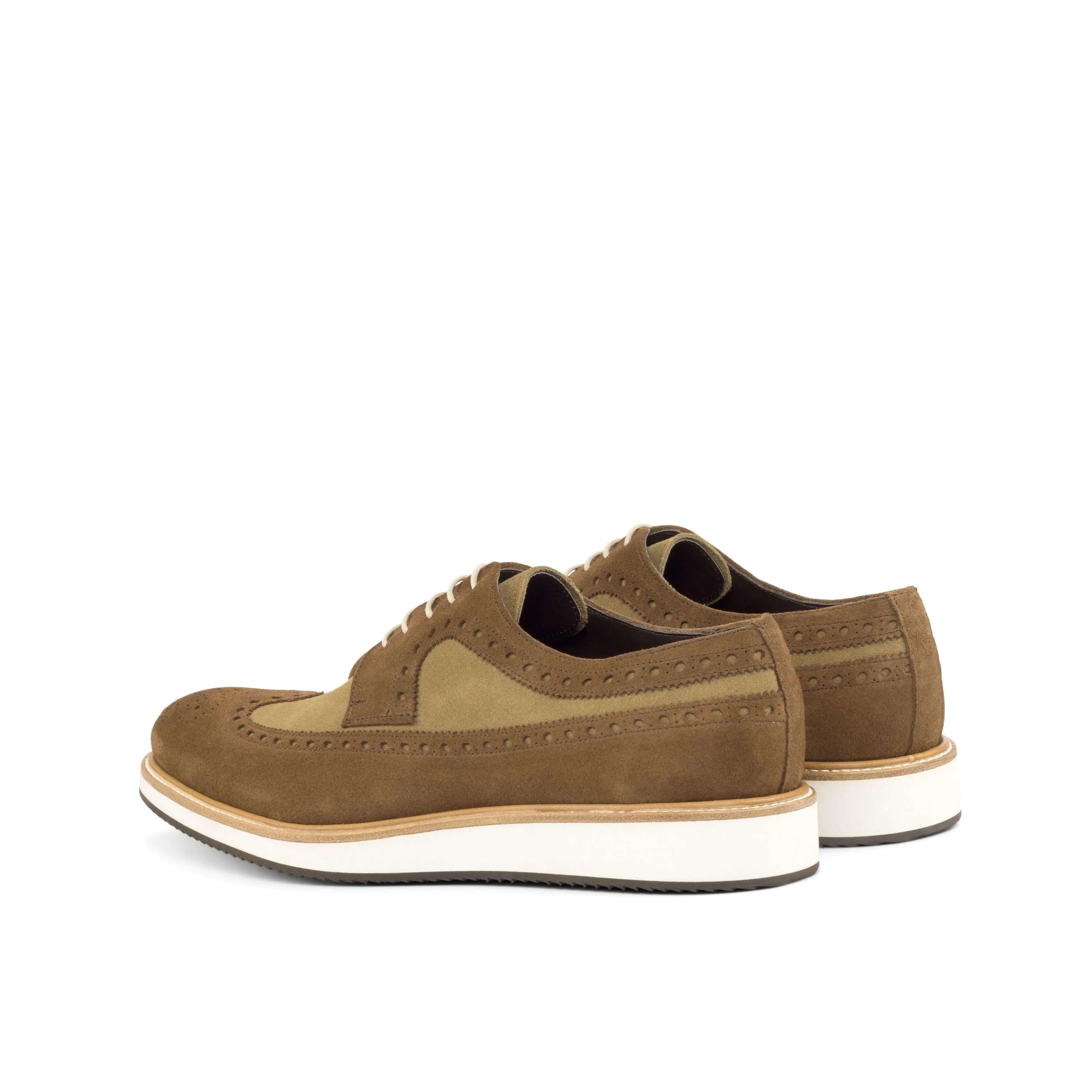 Brown leather 99G Longwing Blucher shoes featuring classic wingtip design