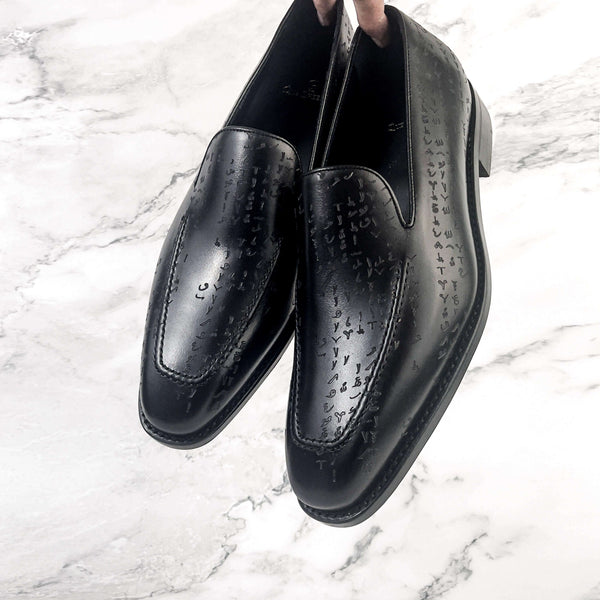 Arabic Matrix Loafers (Black Edition) - Premium Men Shoes Limited Edition from Que Shebley - Shop now at Que Shebley