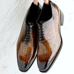 Arabic Matrix Patina Wholecut Shoes - Premium Men Shoes Limited Edition from Que Shebley - Shop now at Que Shebley