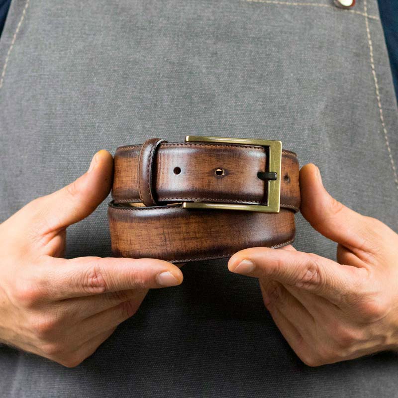 Build A Belt Men's Distressed Military Belt Buckle