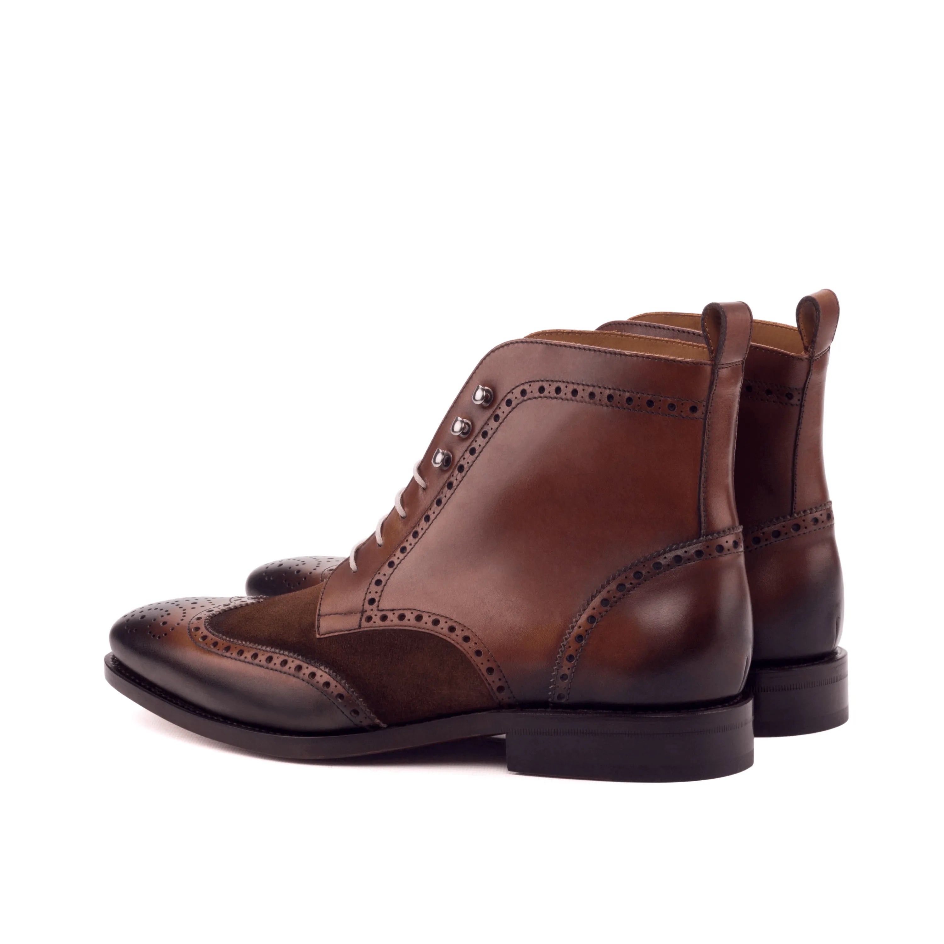 Brown leather wingtip boots named Abu Dhabi Military Brogue Boots for stylish wear
