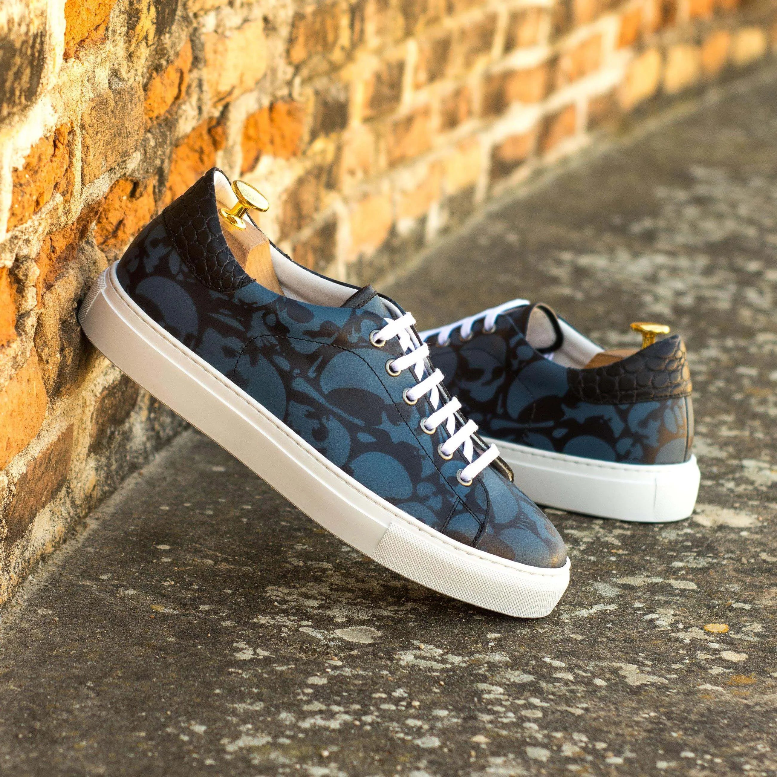 Patterned blue leather sneakers from the Adramalish Trainer Sneaker collection