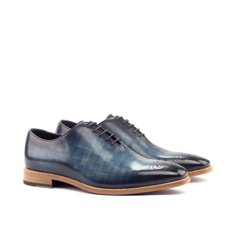 Pair of blue leather dress shoes from Afif Wholecut Patina II collection