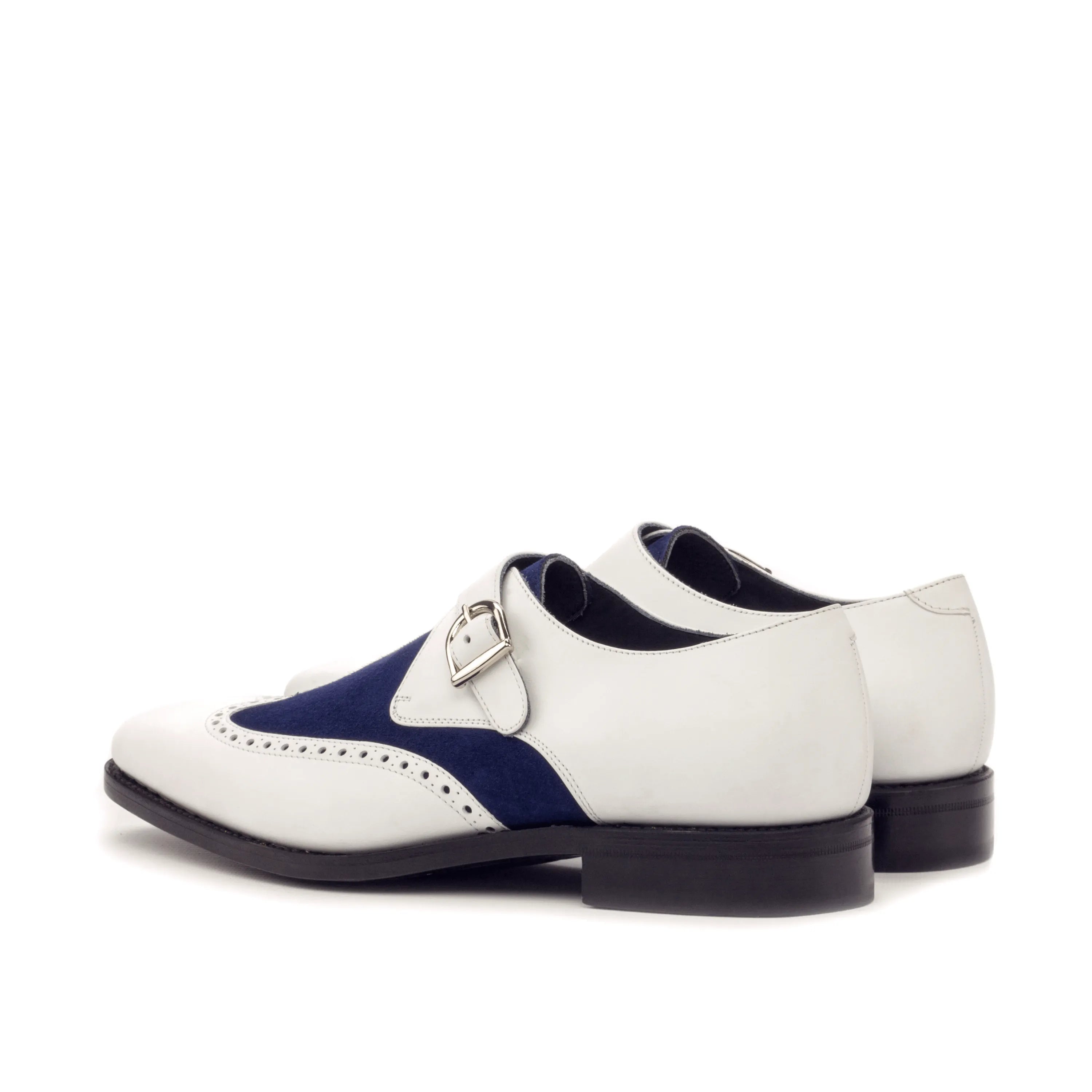 White and blue Aja Single Monk Shoes, stylish monk shoes for formal occasions