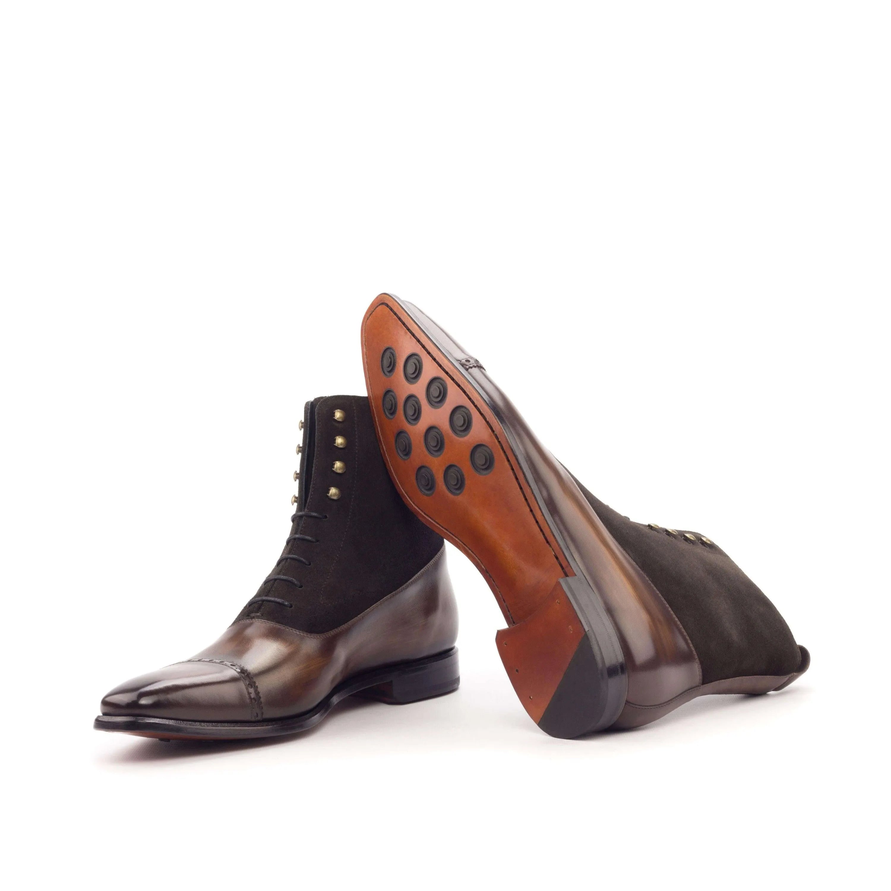 Two-tone leather dress boots, Al Capone Balmoral Patina, stylish and sophisticated footwear
