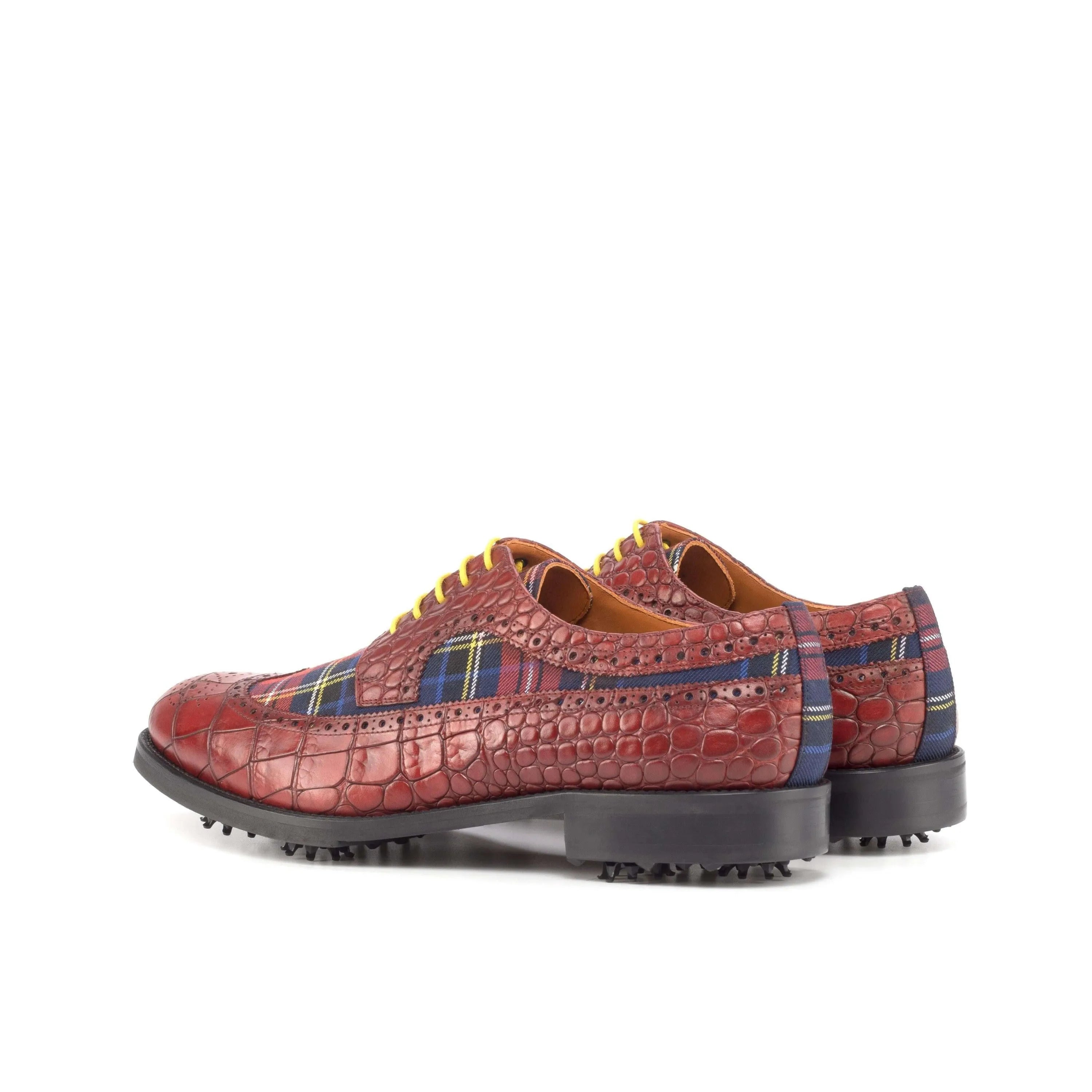 Red and plaid Aldorado Longwing Blucher Golf Shoes for stylish performance on the course