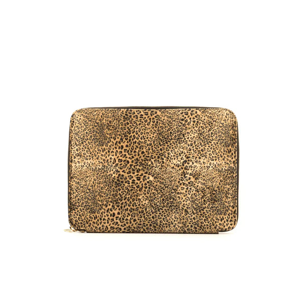 Leopard print zippered pouch featured in the Aloia Document Holder for stylish organization