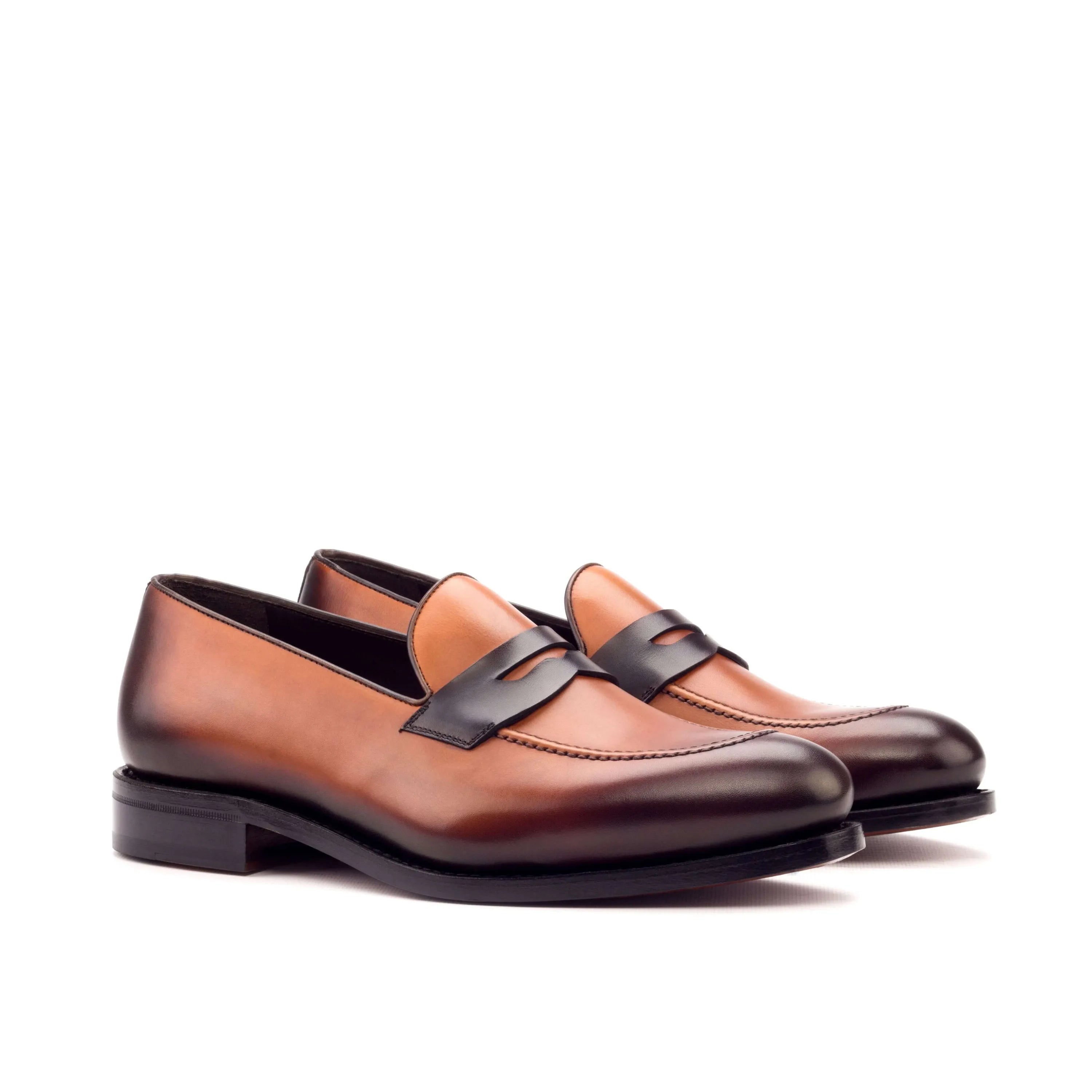 Brown leather Alto Loafers II, luxury bespoke shoes for men in painted calf style