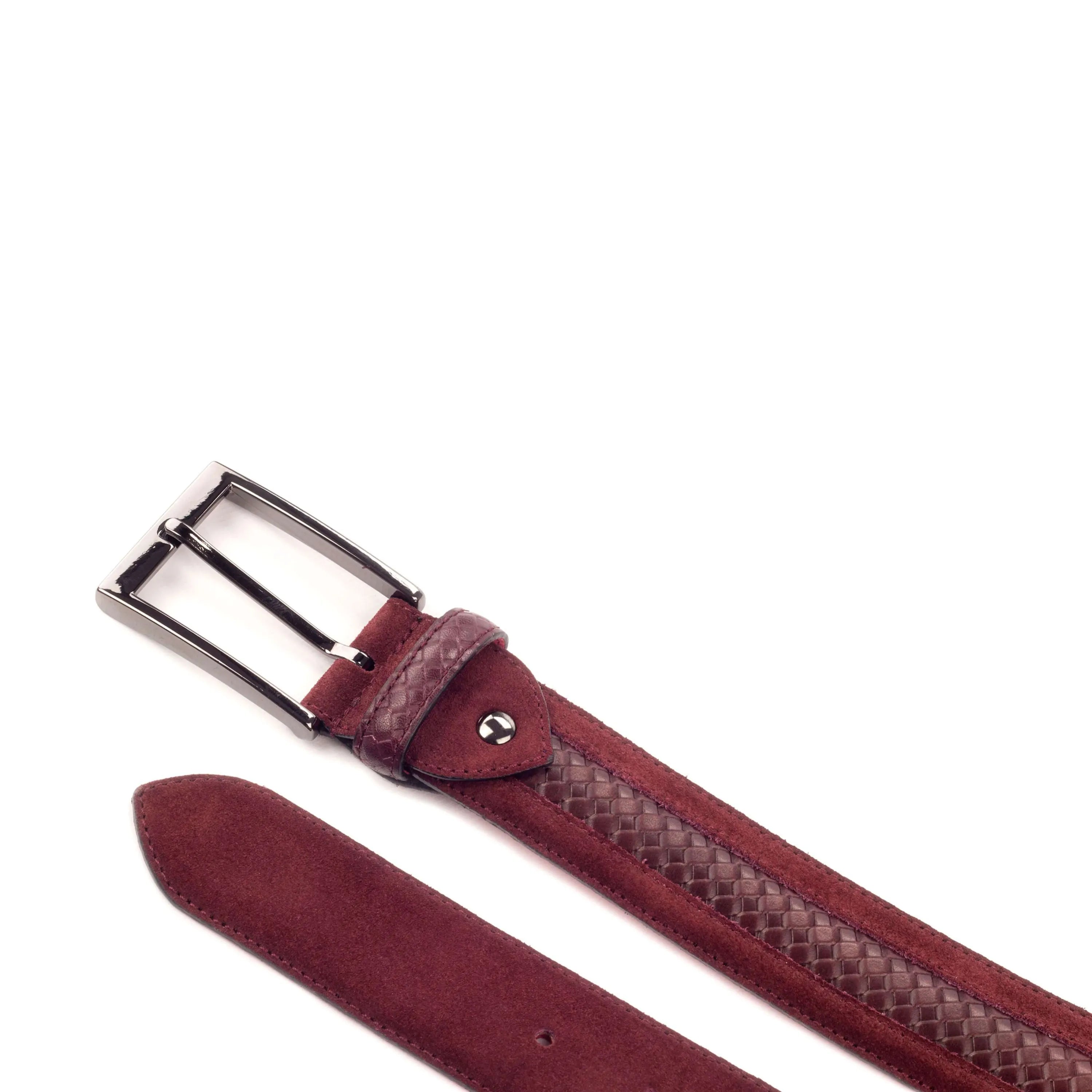 Maroon leather Amit Venice Belt featuring a stylish silver buckle