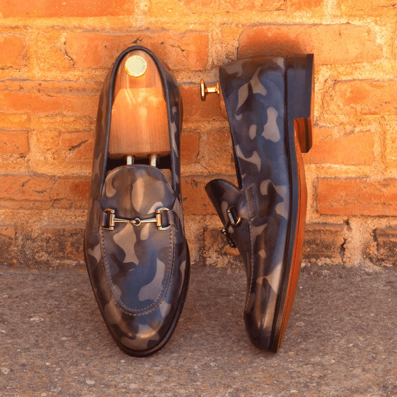 Andrew Camo Patina loafers featuring a stylish camouflage patterned leather design