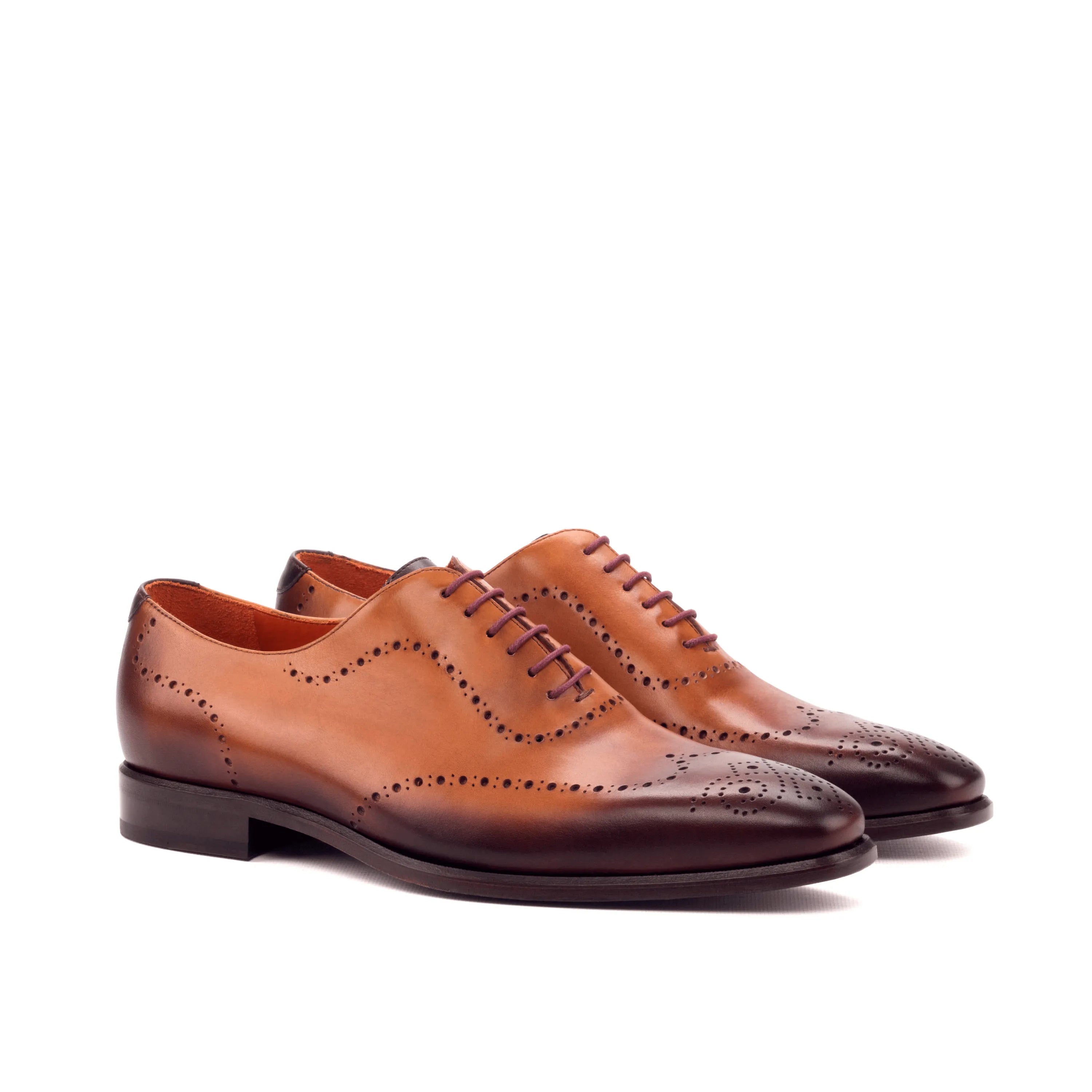 Brown leather wingtip dress shoes from Andrios Wholecut Shoes collection