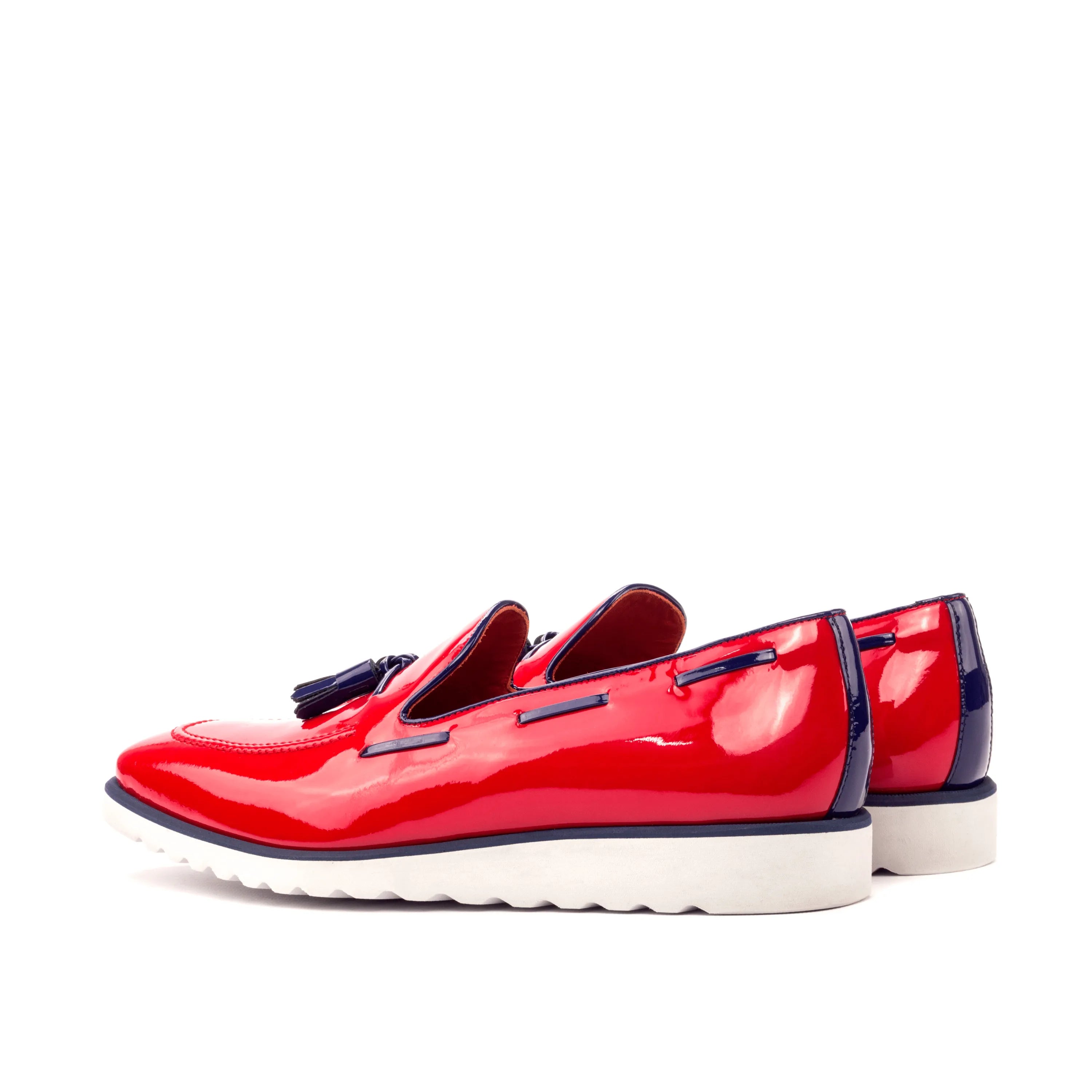 Red patent leather Antonio Loafers, ideal luxury bespoke shoes for men and executives