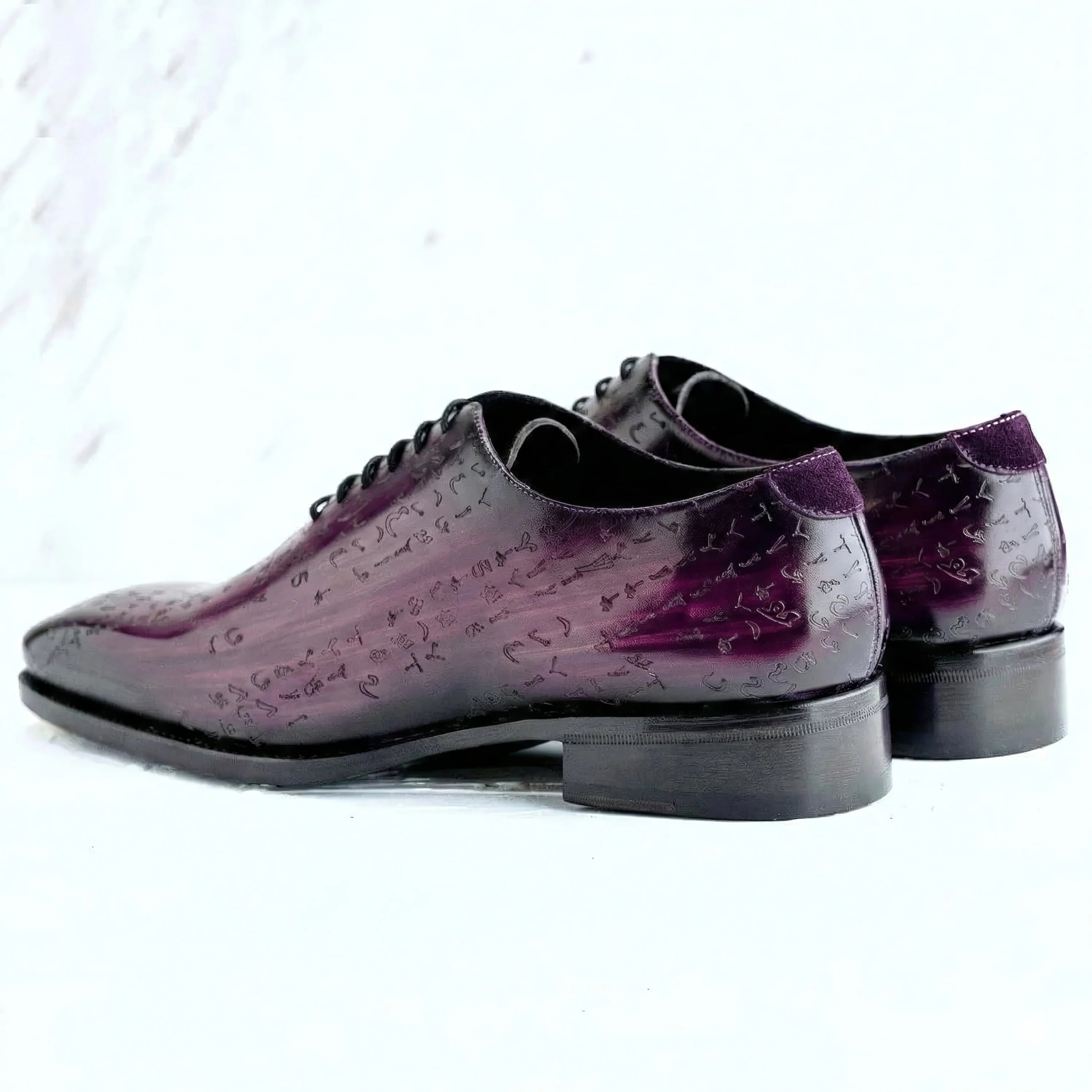 Polished burgundy Italian crust leather shoes with soft chisel toe