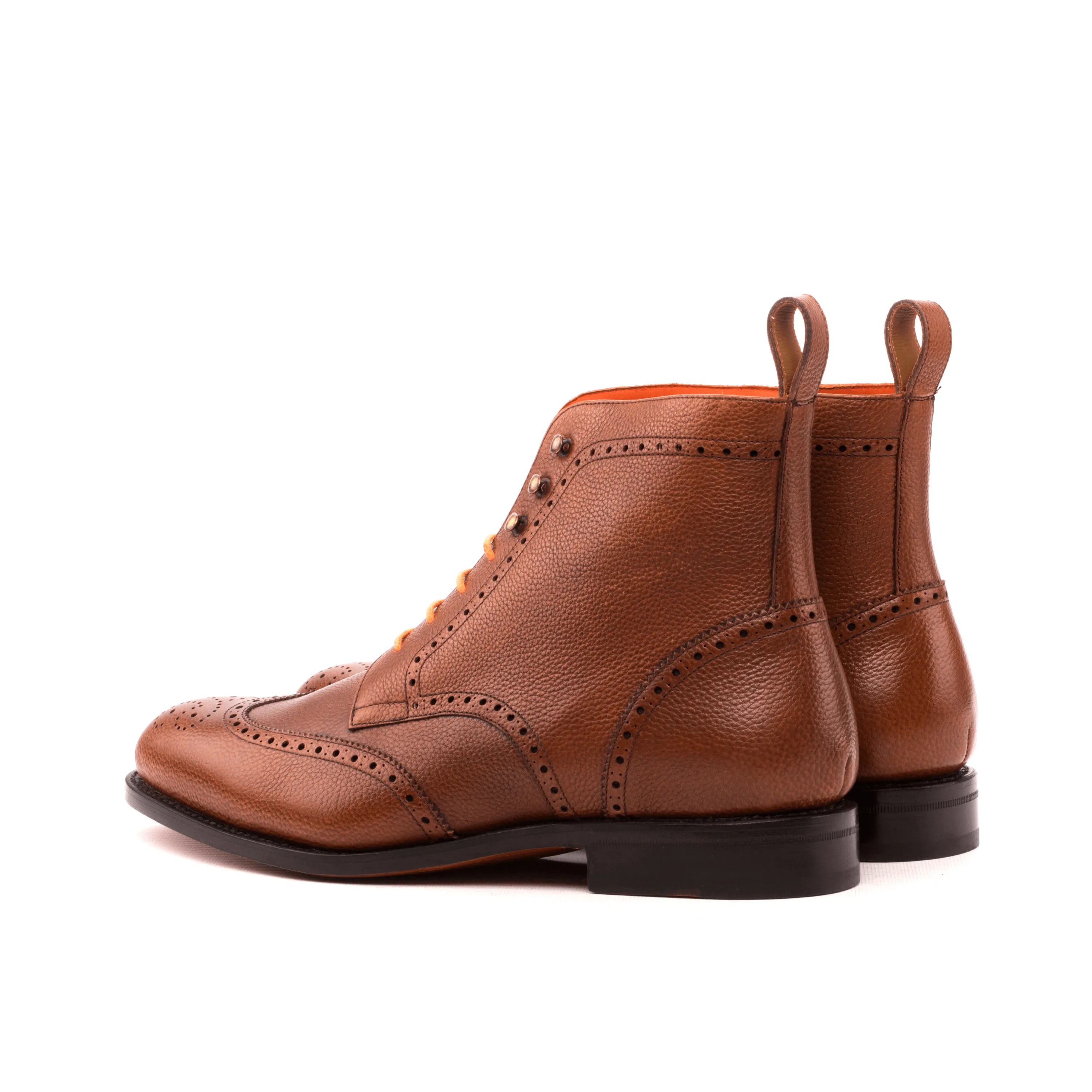 Brown leather wingtip Aram Military Brogue Boots for stylish and durable footwear