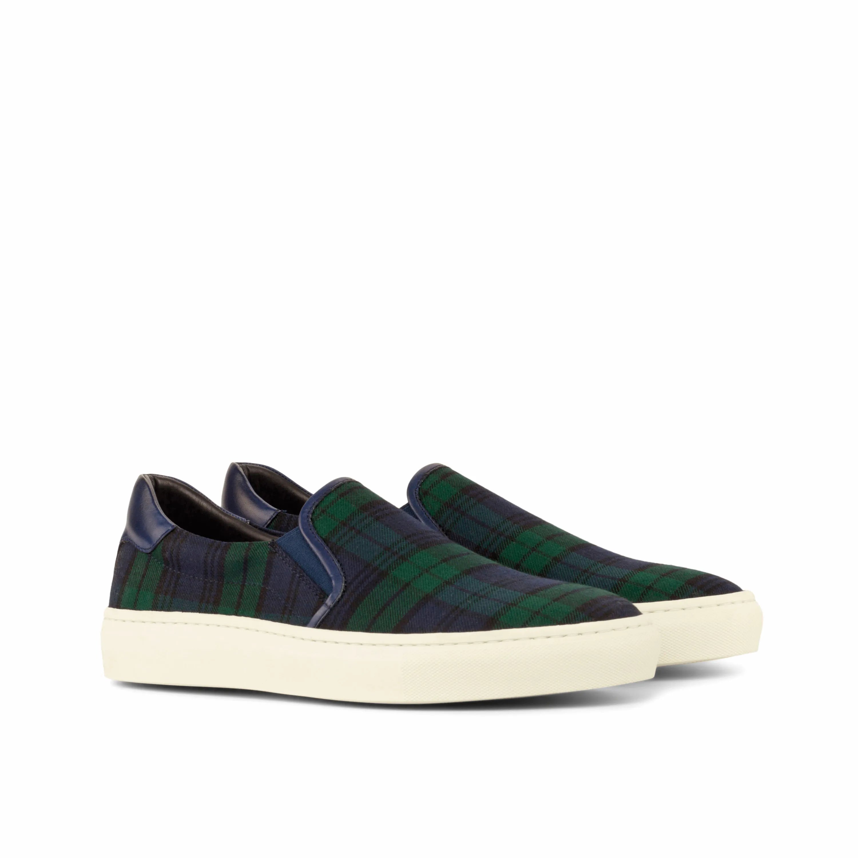 Plaid slip-on sneakers showcasing the Askook slip, luxury bespoke shoes for men