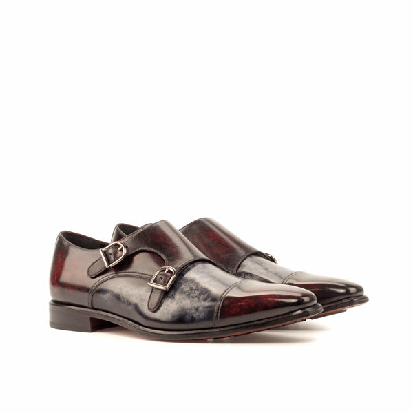 Pair of ATL Double Monk Patina II leather double monk strap shoes in crust patina finish