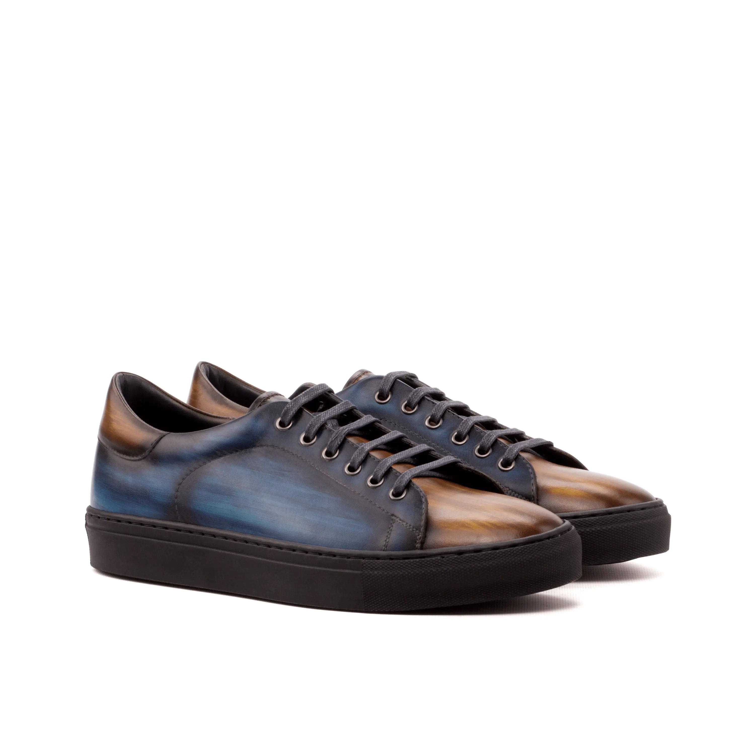 Two-toned leather Azat Trainer Patina Sneakers showcasing stylish double monk design