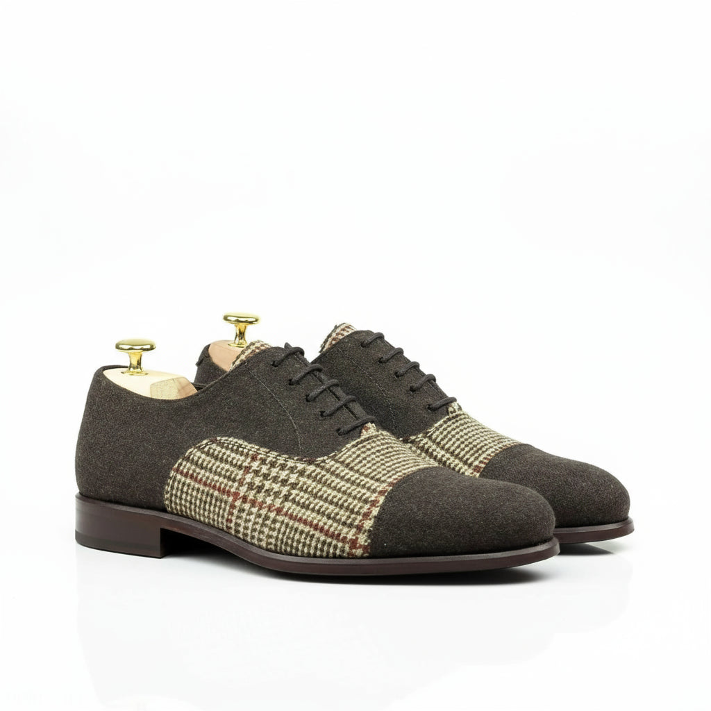 Brown tweed Azzedine Oxford Shoes showcasing classic style and elegance