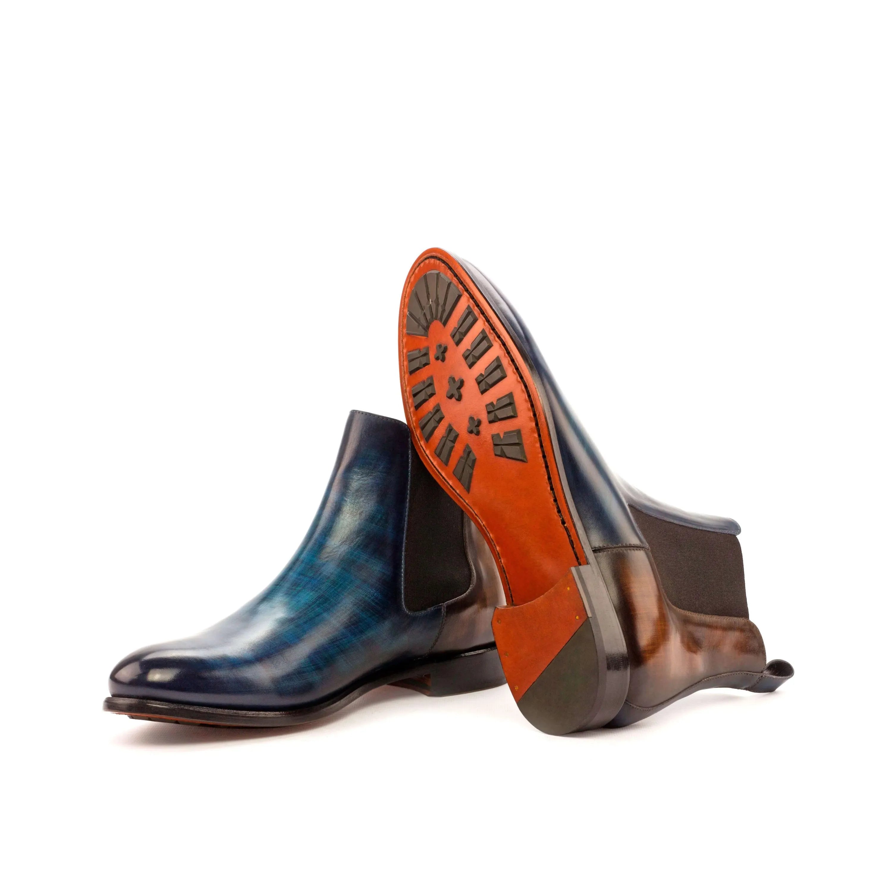 Leather Babak Patina Chelsea Boots showcasing elegant crust patina design