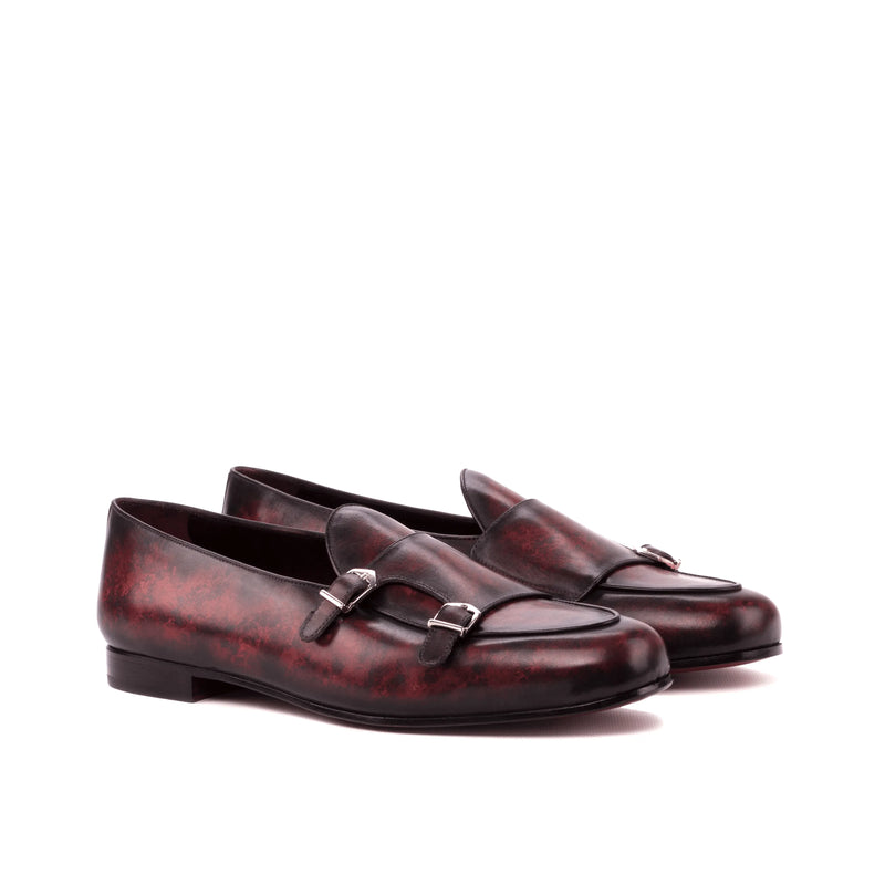 Burgundy leather double monk strap loafers from Baha Belgian Monk Slipper II collection