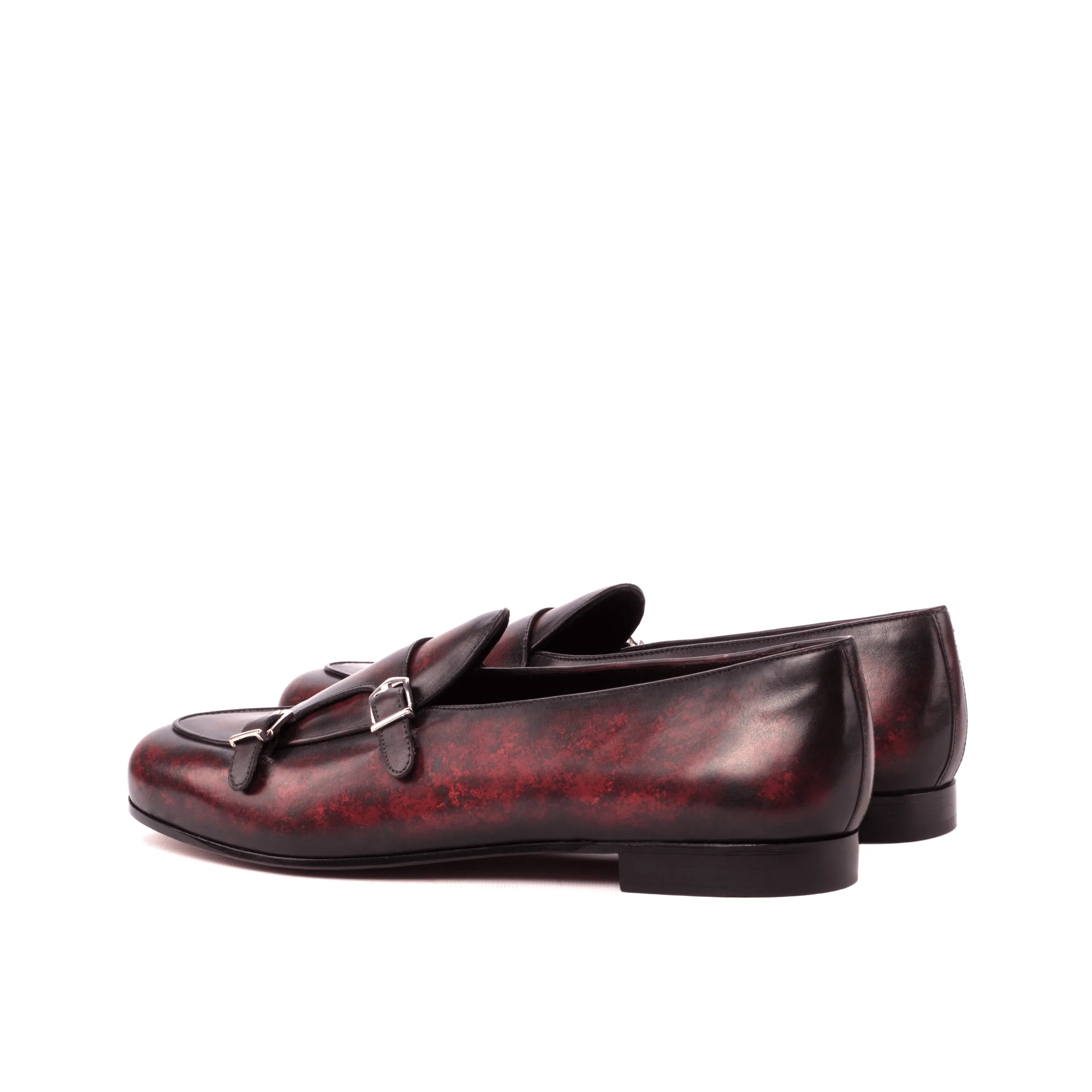 Burgundy leather Baha Belgian Patina Monk Slipper with stylish monk strap design