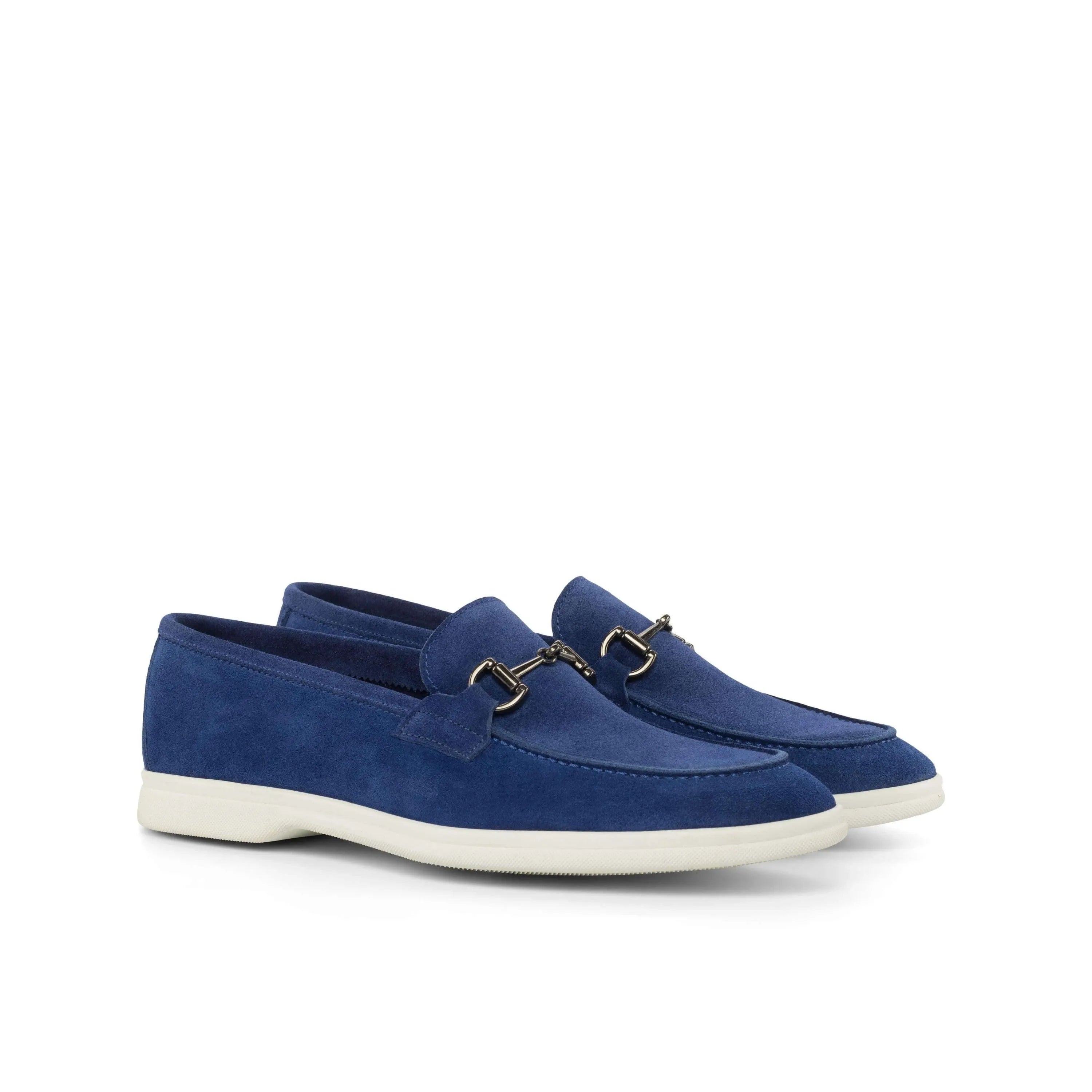 Blue suede loafers from the Bahia Moc Flex Shoes II collection for stylish comfort