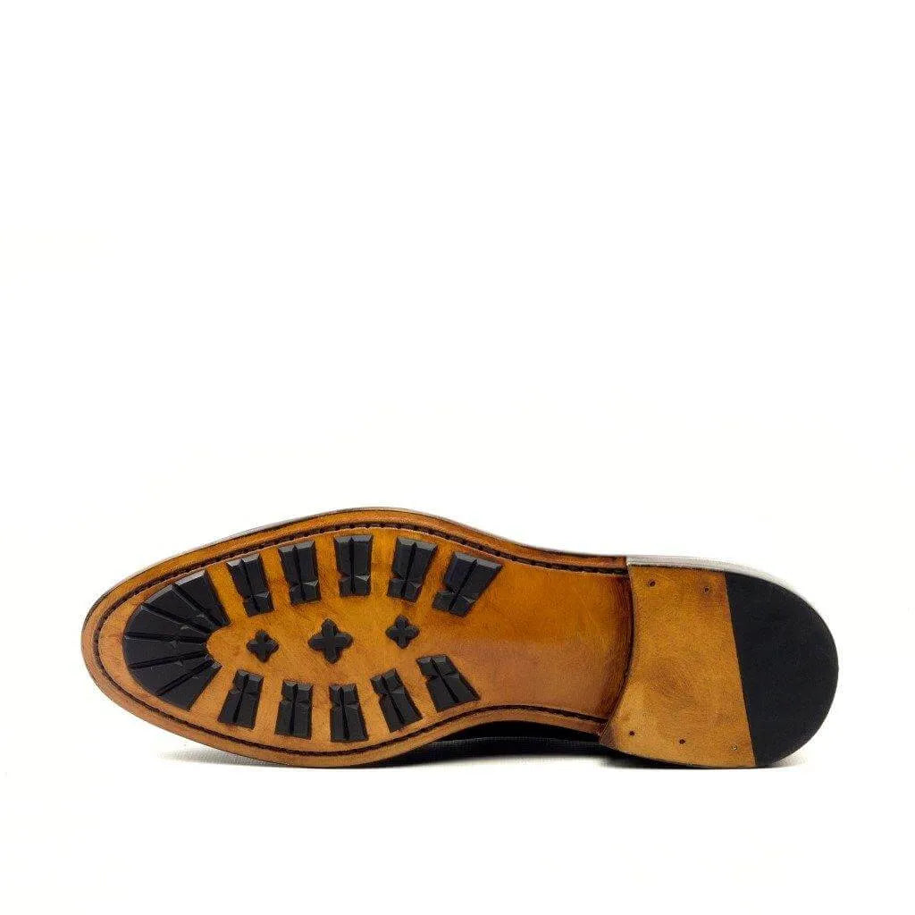 Brown leather shoe sole with black rubber treads of Bako Double Monk Shoes