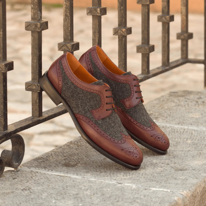 Leather and tweed wingtip shoes from the Balbina Ladies Derby collection