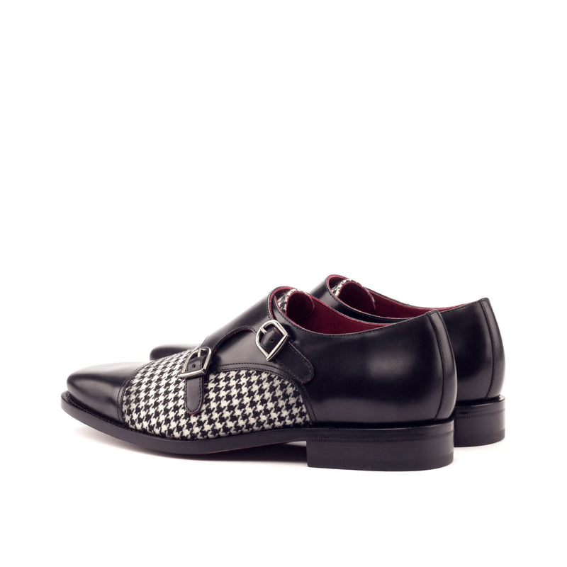 Black and white houndstooth Battani Double Monk II shoes for a stylish look