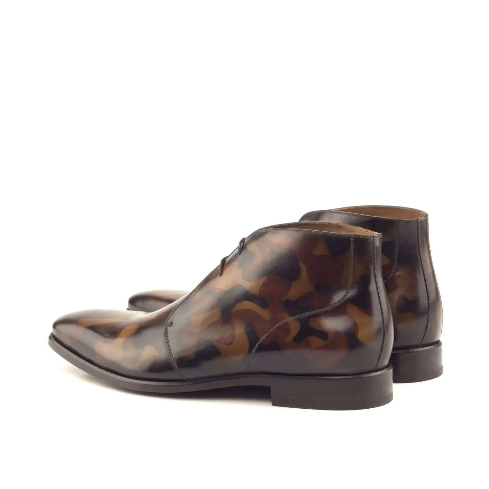 Camouflage leather Battle Patina Chukkas showcasing durability and style