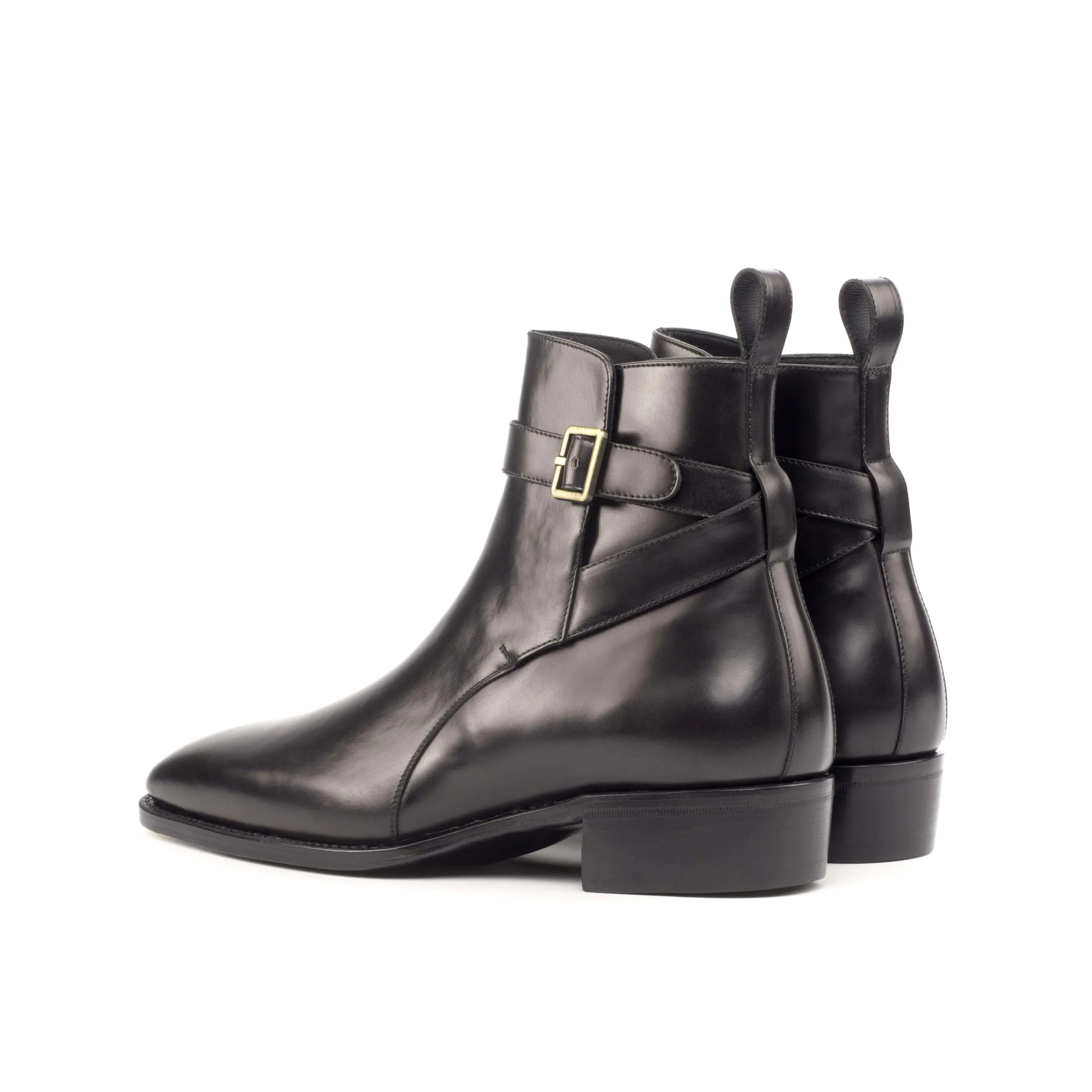 Black leather ankle Beckam Jodhpur Boots with buckle detail for stylish footwear