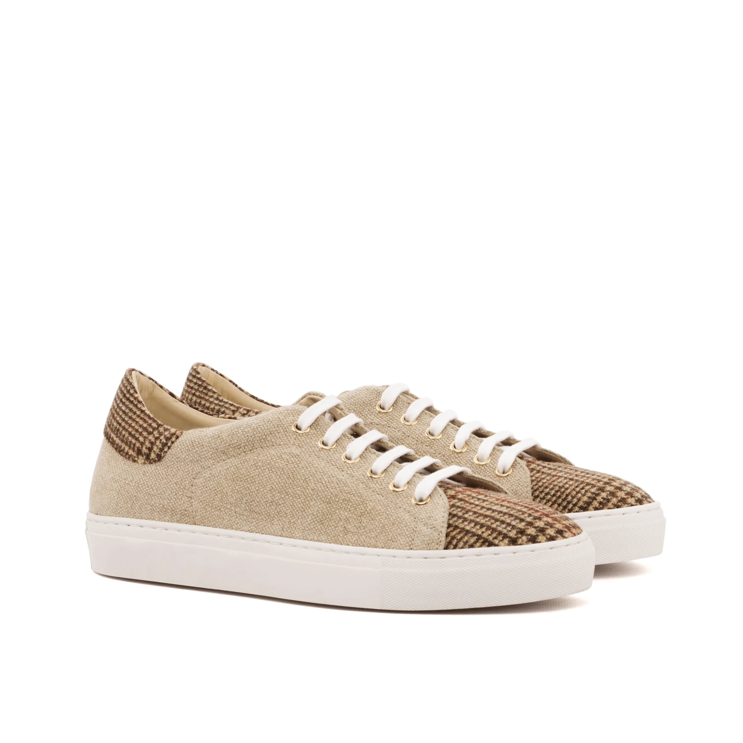 Beige and brown plaid Beghoso Trainer Sneaker for stylish comfort and versatility