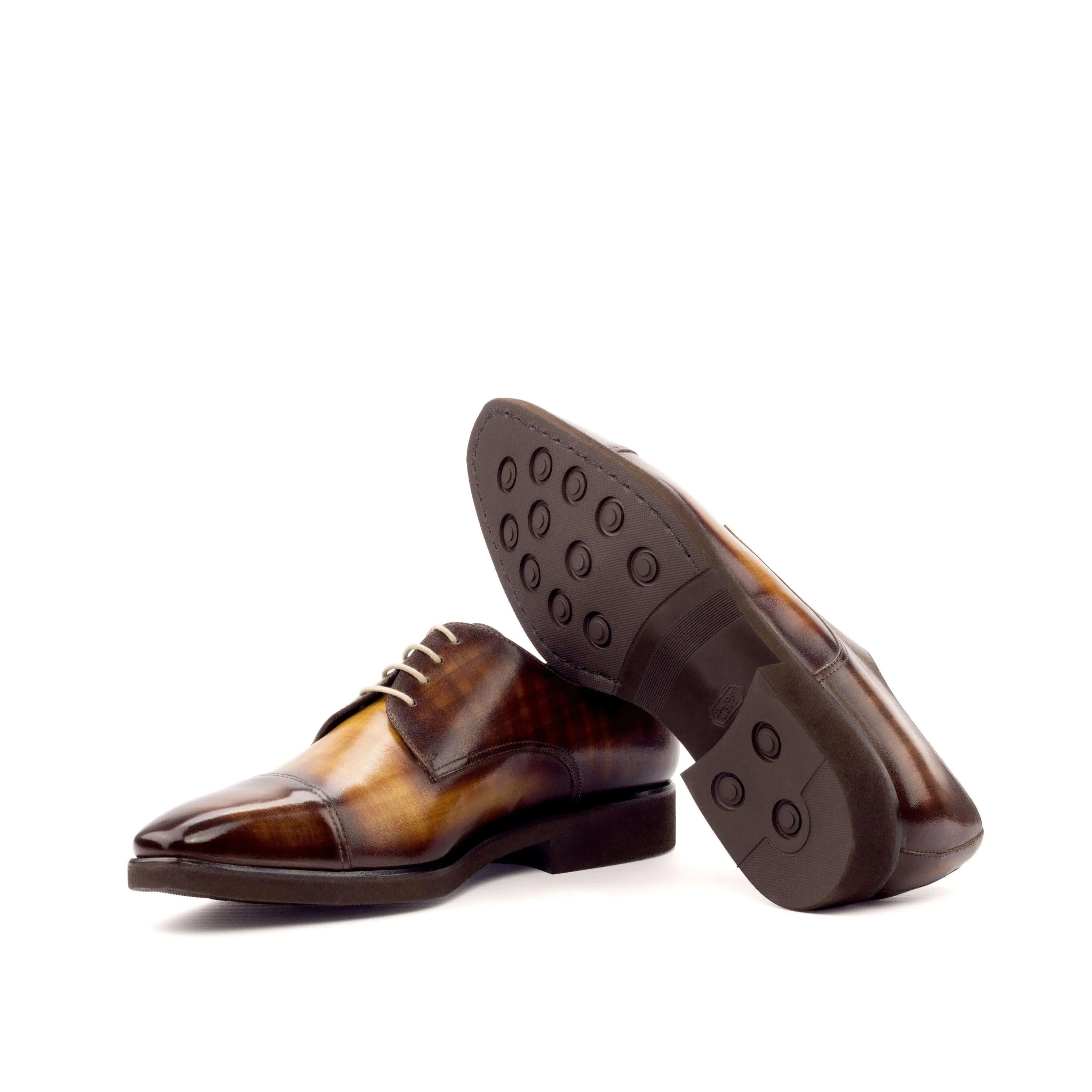 Two-toned brown leather dress shoes Belem Patina Derby II showcasing refined craftsmanship