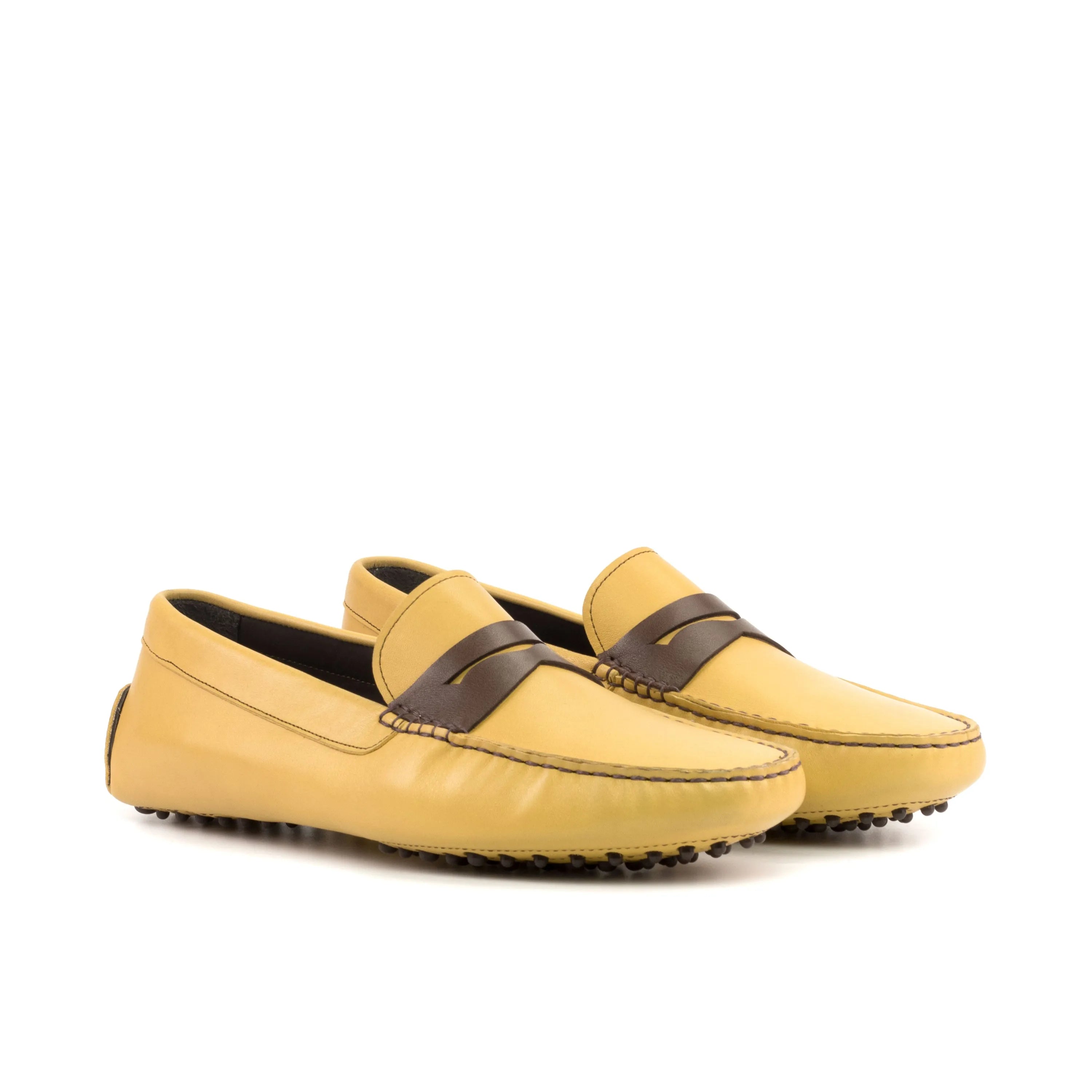 Yellow Nappa Italian leather driving loafers from Bellatrix Driver II collection