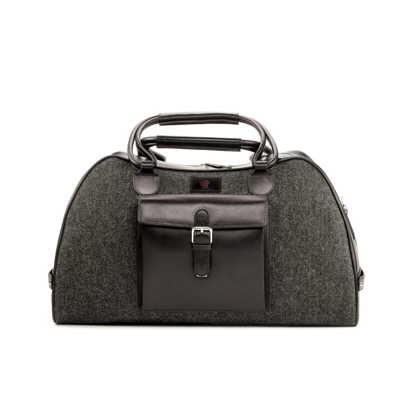 Gray tweed Berlin Duffle Bag II with leather accents showcasing unique savoir-faire